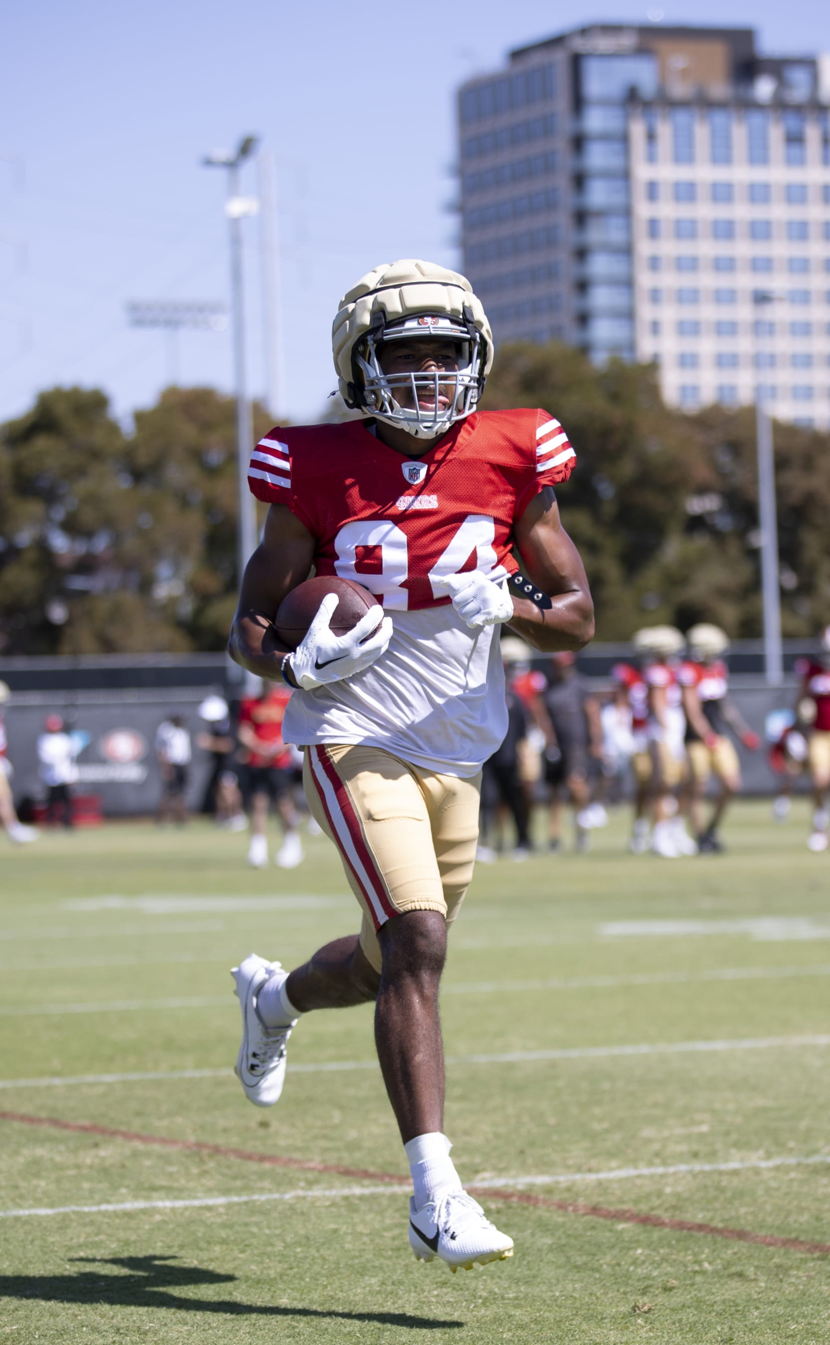 SANTA CLARA, CA - JULY 31: Terique Owens #84 of the San Francisco 49ers during training camp at SAP Performance Facility on July 31, 2024 in Santa Clara, California. (Photo by Michael Zagaris/San Francisco 49ers/Getty Images)