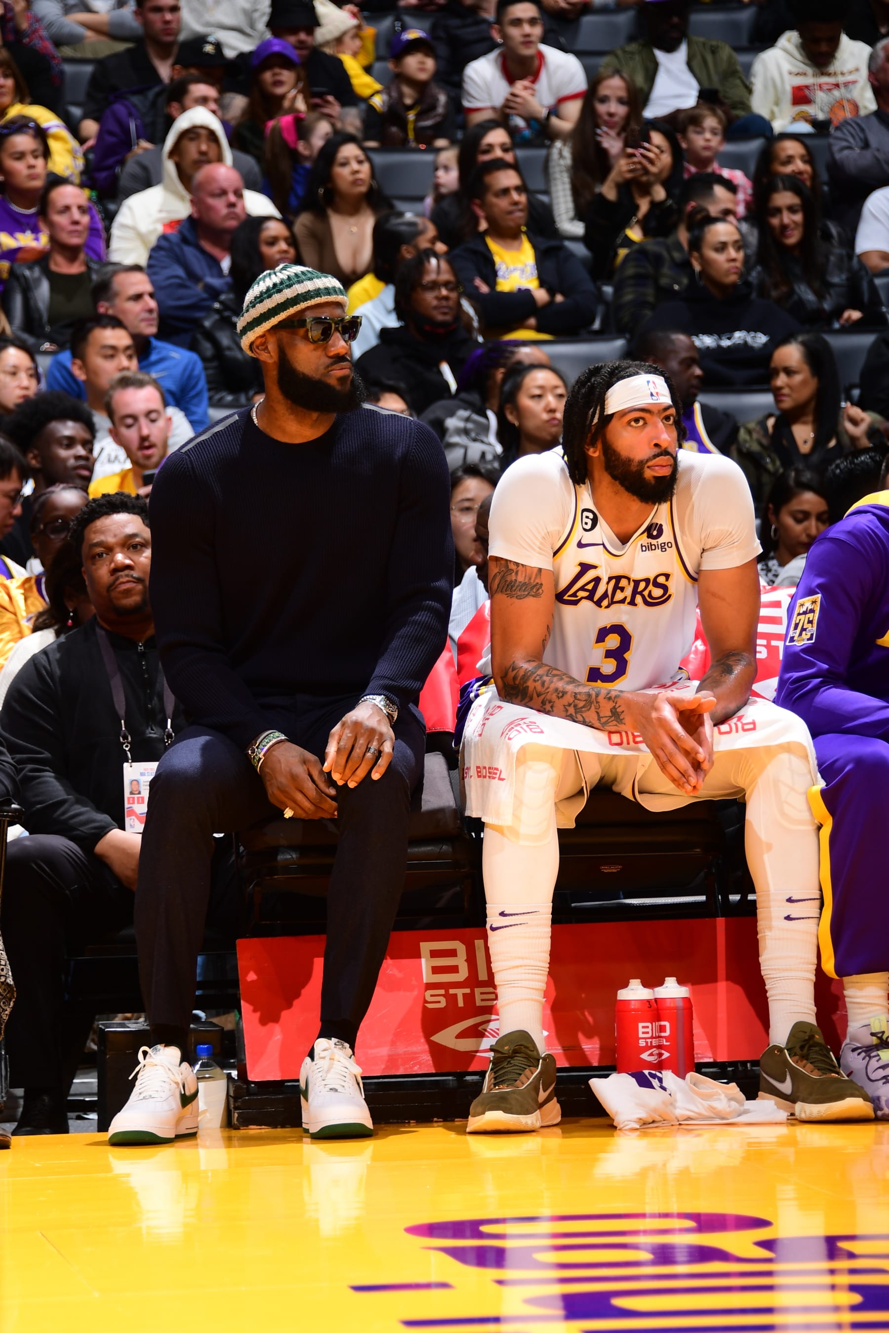 LOS ANGELES, CA - MARCH 19: LeBron James #6 of the Los Angeles Lakers looks on during the game against the Orlando Magic on March 19, 2023 at Crypto.Com Arena in Los Angeles, California. NOTE TO USER: User expressly acknowledges and agrees that, by downloading and/or using this Photograph, user is consenting to the terms and conditions of the Getty Images License Agreement. Mandatory Copyright Notice: Copyright 2023 NBAE (Photo by Adam Pantozzi/NBAE via Getty Images)