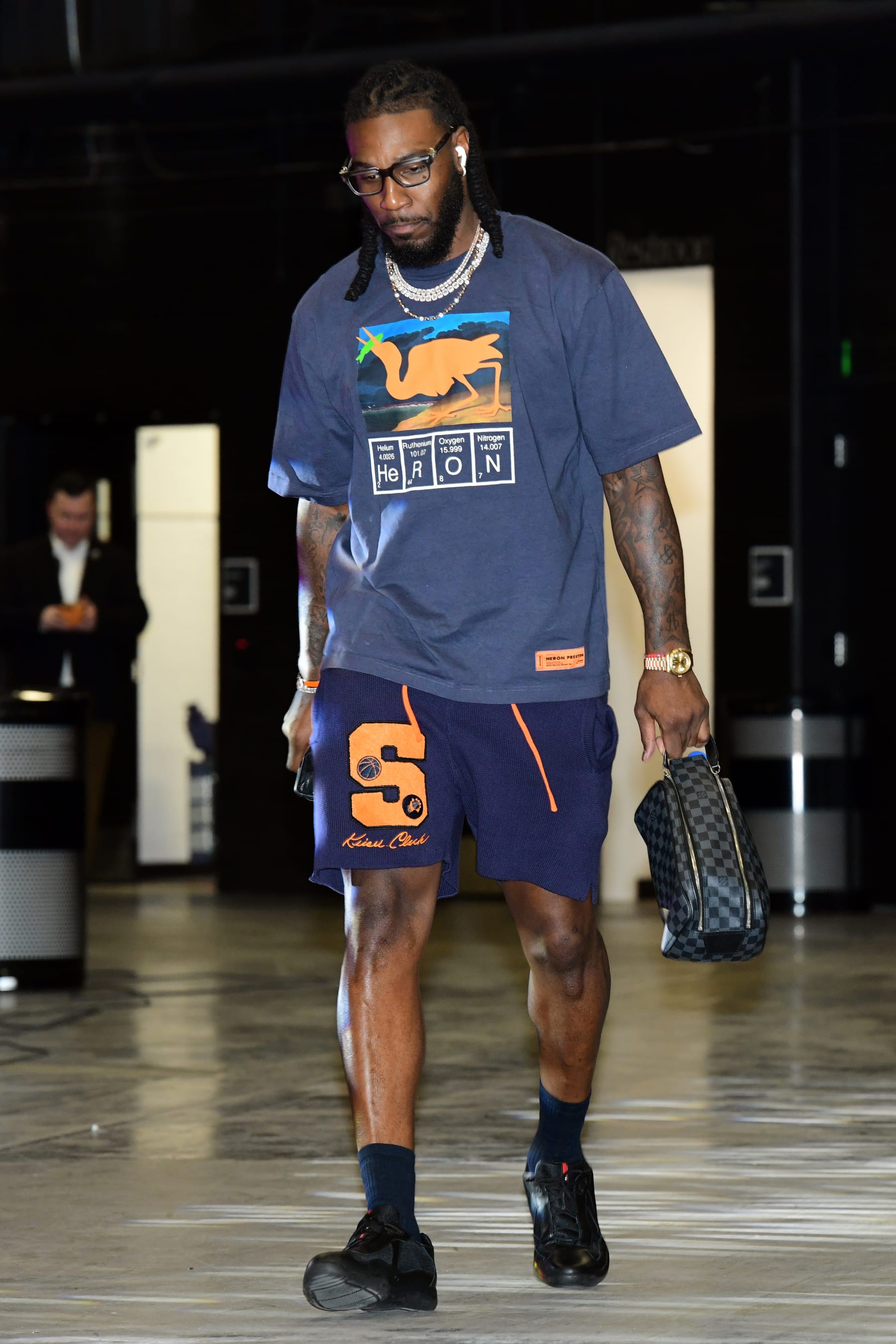 PHOENIX, AZ - MAY 15: Jae Crowder #99 of the Phoenix Suns arrives to the arena before the game against the Dallas Mavericks during Game 7 of the 2022 NBA Playoffs Western Conference Semifinals on May 15, 2022 at Footprint Center in Phoenix, Arizona. NOTE TO USER: User expressly acknowledges and agrees that, by downloading and or using this photograph, user is consenting to the terms and conditions of the Getty Images License Agreement. Mandatory Copyright Notice: Copyright 2022 NBAE (Photo by Kate Frese/NBAE via Getty Images)