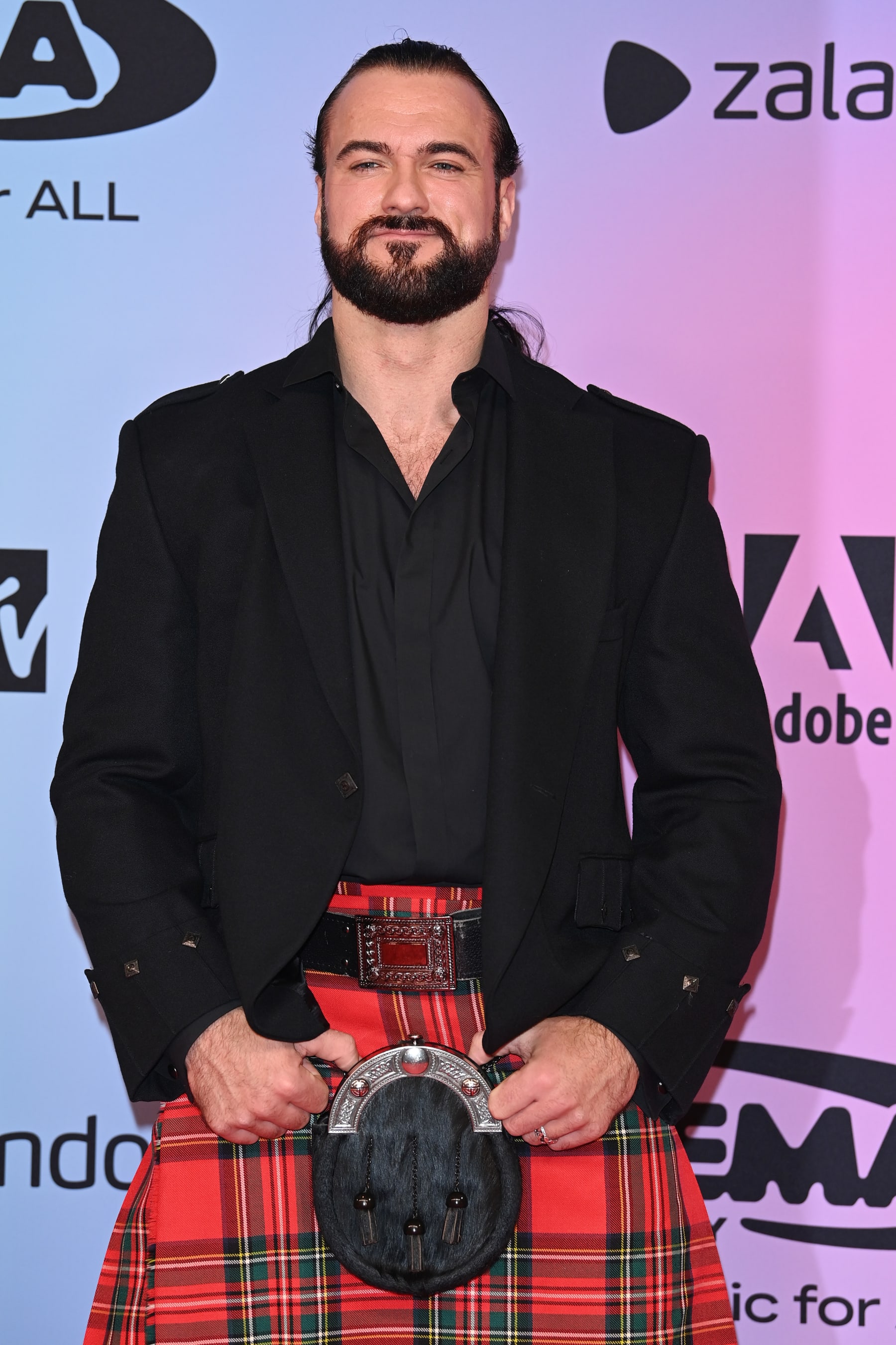 BUDAPEST, HUNGARY - NOVEMBER 14: Drew McIntyre attends the MTV EMAs 2021 at the Papp Laszlo Budapest Sports Arena on November 14, 2021 in Budapest, Hungary. (Photo by Daniele Venturelli/Daniele Venturelli/WireImage )