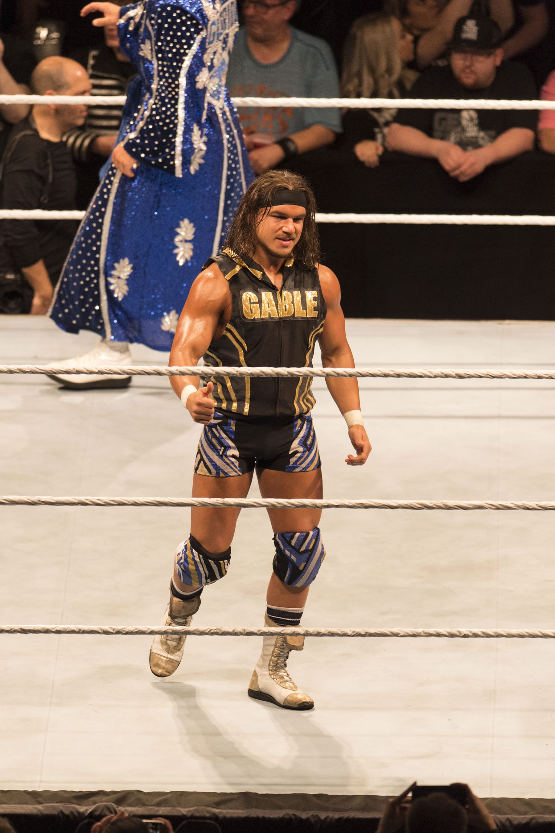 COLOGNE, GERMANY - NOVEMBER 07: Chad Gable  during the WWE Live Show at Lanxess Arena on November 7, 2018 in Cologne, Germany. (Photo by Marc Pfitzenreuter/Getty Images)