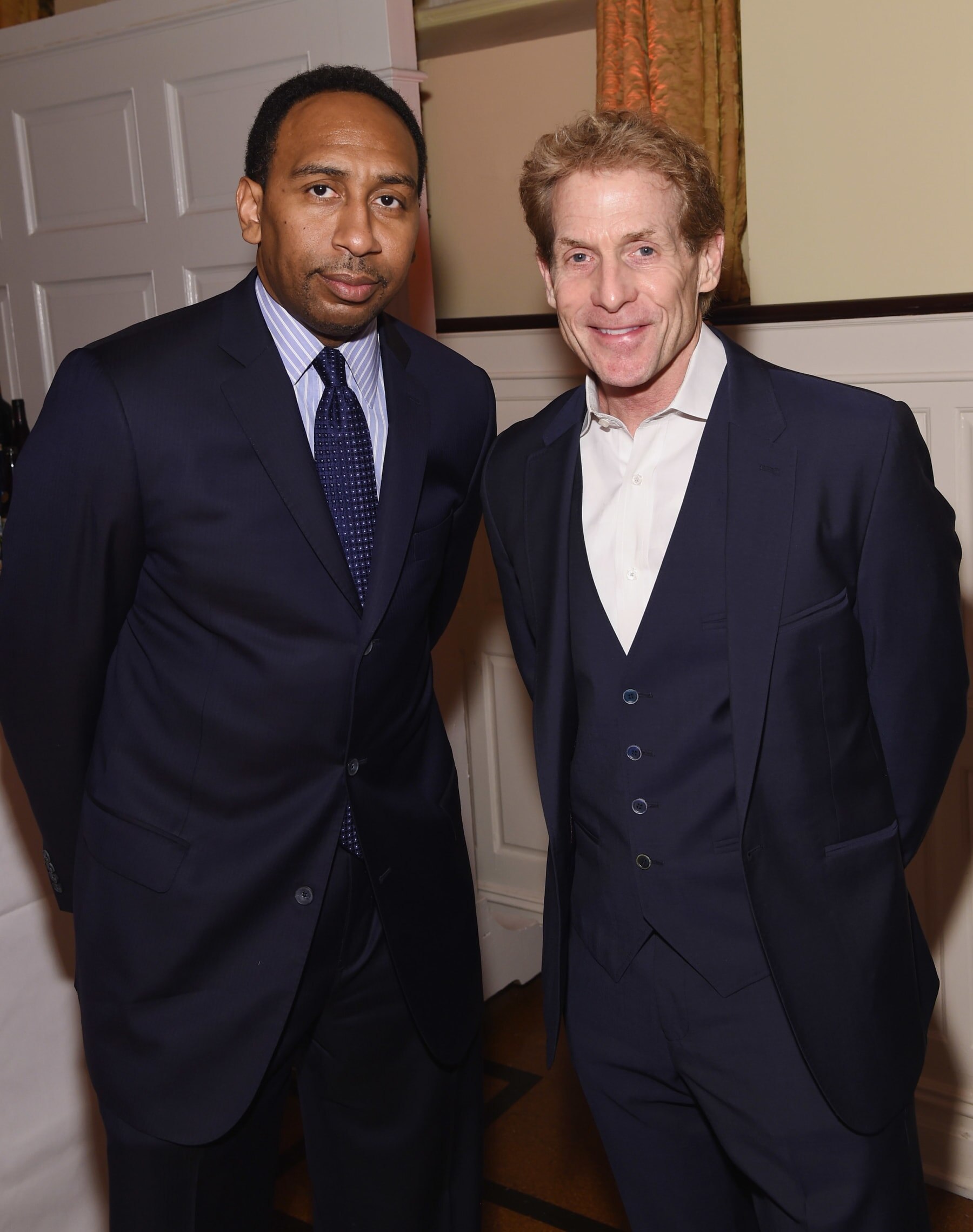 NEW YORK, NY - MAY 28:  ESPN hosts Stephen A. Smith (L) and Skip Bayless attend the Paley Prize Gala honoring ESPN's 35th anniversary presented by Roc Nation Sports on May 28, 2014 in New York City.  (Photo by Larry Busacca/Getty Images for Paley Center for Media)