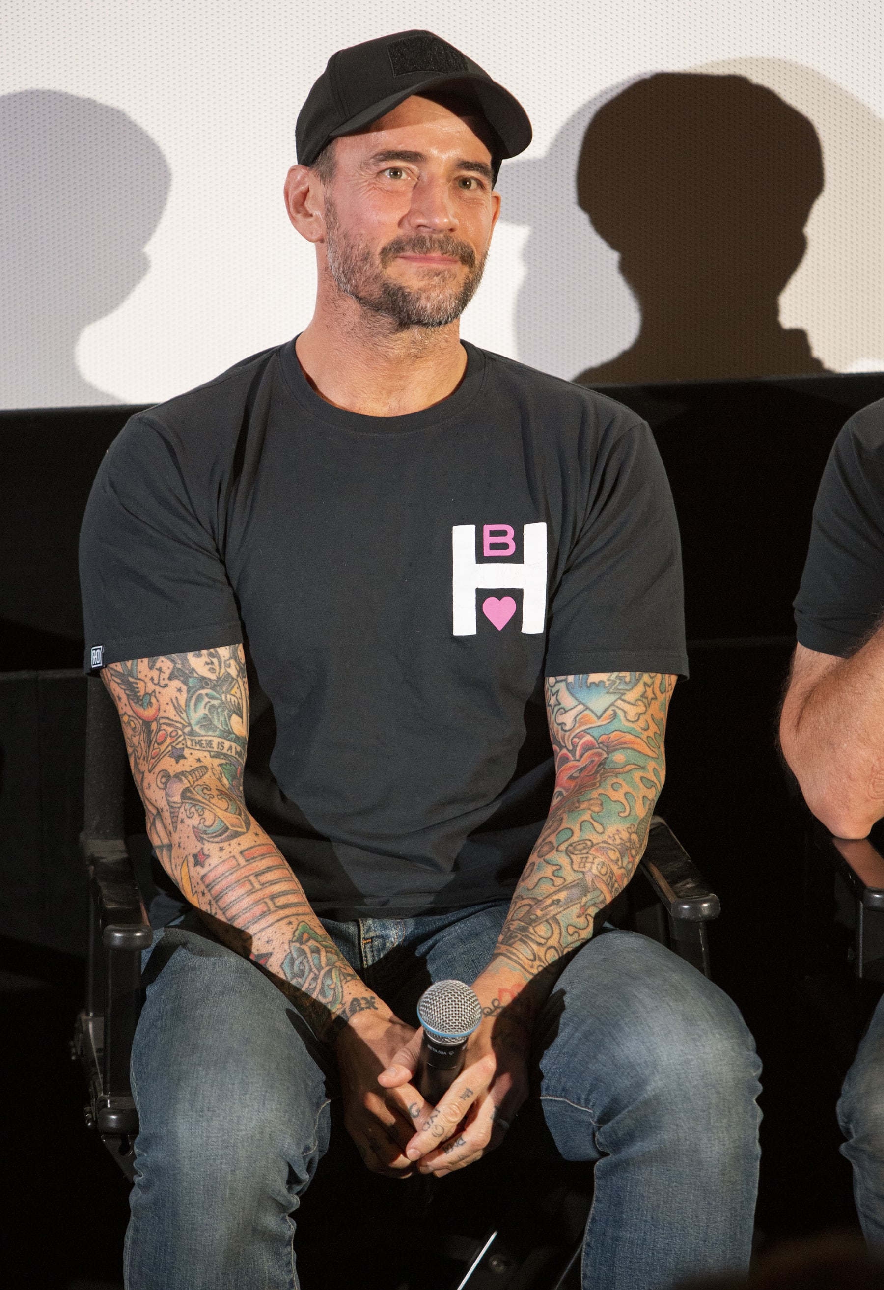 CHICAGO, IL - AUGUST 26: Actor and wrestler Phil Brooks “CM Punk” talks during a screening episode of the Starz channel's wrestling drama "Heels" at the AMC River East Theater, on August 26, 2021 in Chicago, Illinois. (Photo by Barry Brecheisen/Getty Images)