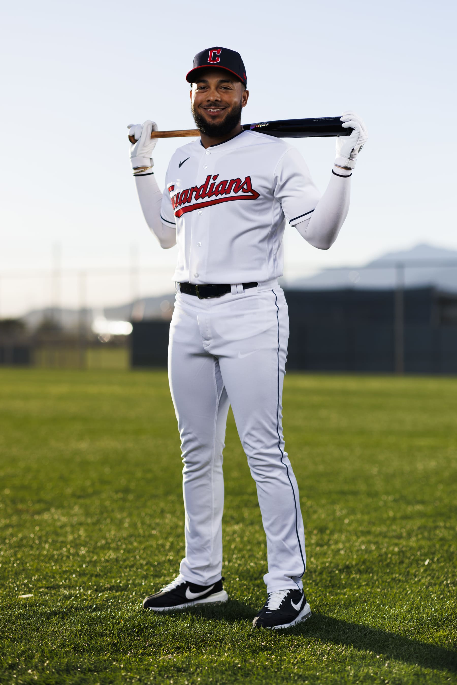 GOODYEAR, AZ - FEBRUARY 23: Outfielder George Valera (76) poses for a portrait during the Cleveland Guardians photo day on February 23, 2023 at Goodyear Ballpark in Goodyear, AZ. (Photo by Ric Tapia/Icon Sportswire via Getty Images)