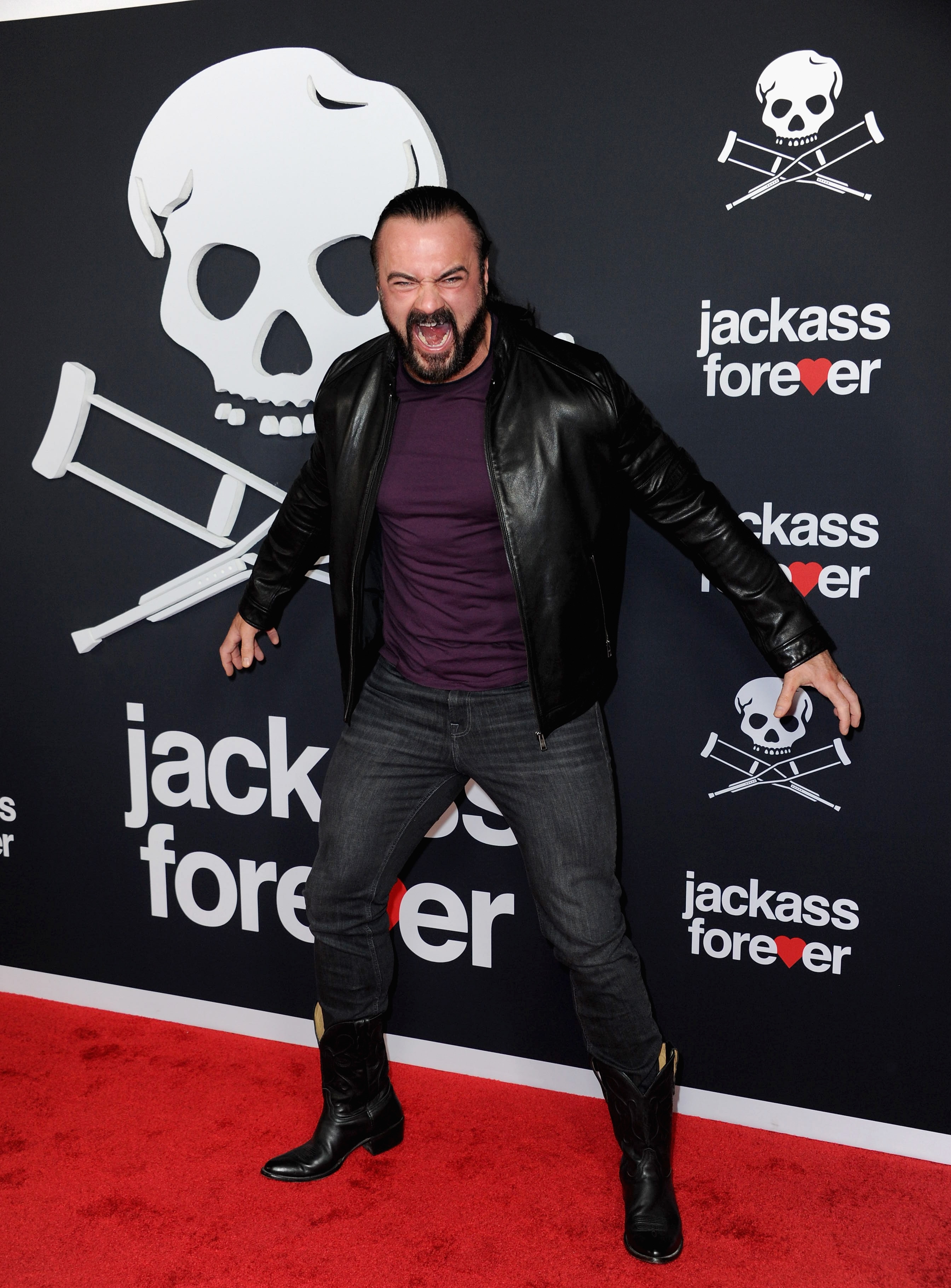 HOLLYWOOD, CA - FEBRUARY 01:  Drew McIntyre attends the U.S. Premiere Of "Jackass Forever" held at TCL Chinese Theatre on February 1, 2022 in Hollywood, California.  (Photo by Albert L. Ortega/Getty Images)