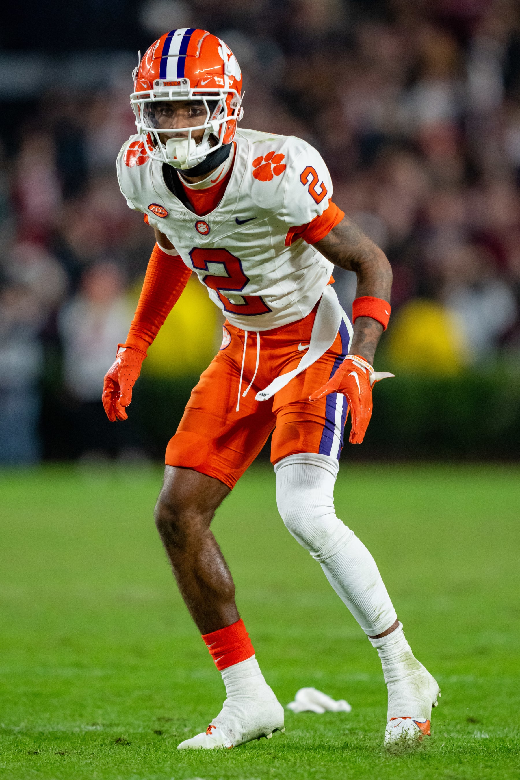 COLUMBIA, SOUTH CAROLINA - NOVEMBER 25: Nate Wiggins #2 of the Clemson Tigers plays against the South Carolina Gamecocks during their game at Williams-Brice Stadium on November 25, 2023 in Columbia, South Carolina. (Photo by Jacob Kupferman/Getty Images)