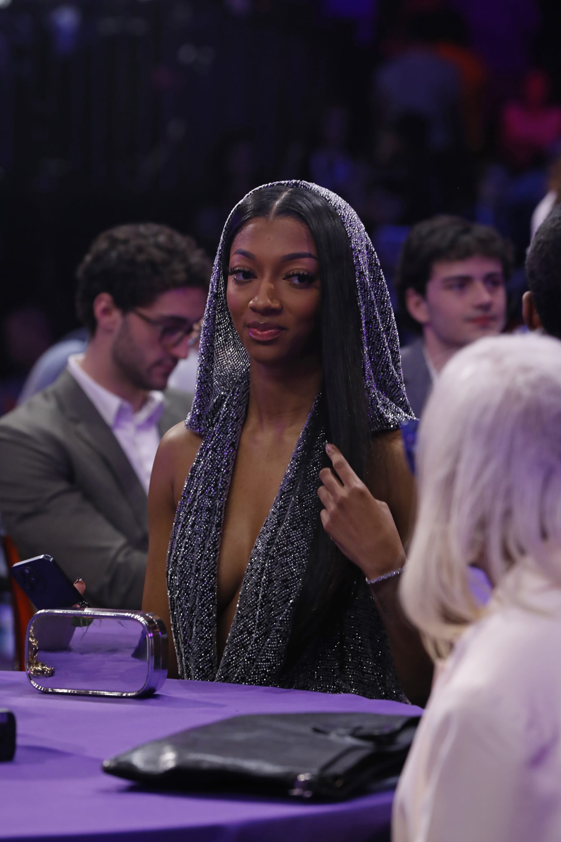 NEW YORK, NY - APRIL 15: Angel Reese looks on during the 2024 WNBA Draft on April 15, 2024 at the Brooklyn Academy of Music in Brooklyn, New York. NOTE TO USER: User expressly acknowledges and agrees that, by downloading and or using this photograph, User is consenting to the terms and conditions of the Getty Images License Agreement. Mandatory Copyright Notice: Copyright 2024 NBAE (Photo by Katherine Tyler/NBAE via Getty Images)