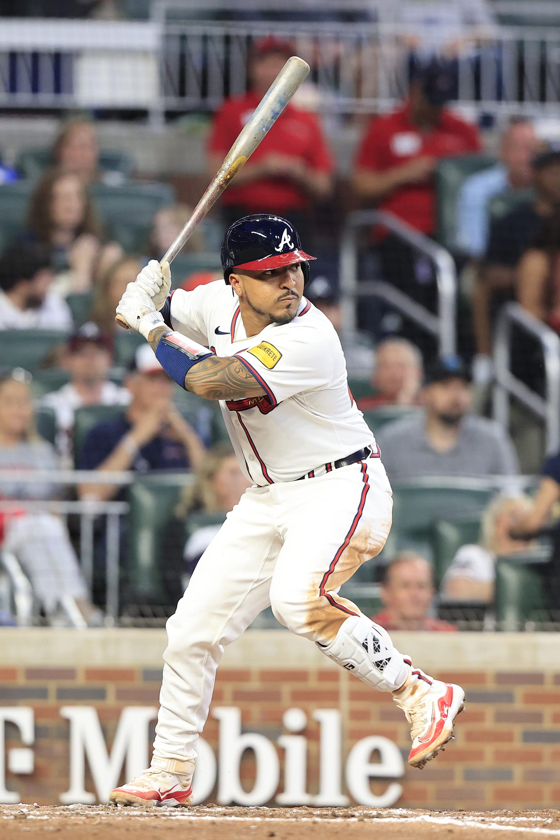ATLANTA, GA - APRIL 24: Atlanta Braves catcher Chadwick Tromp (45) bats during the Wednesday evening MLB game between the Miami Marlins and the Atlanta Braves on April 24, 2024 at Truist Park in Atlanta, Georgia. (Photo by David J. Griffin/Icon Sportswire via Getty Images) ATLANTA, GA - APRIL 24: Atlanta Braves catcher Chadwick Tromp (45) bats during the Wednesday evening MLB game between the Miami Marlins and the Atlanta Braves on April 24, 2024 at Truist Park in Atlanta, Georgia. (Photo by David J. Griffin/Icon Sportswire via Getty Images)