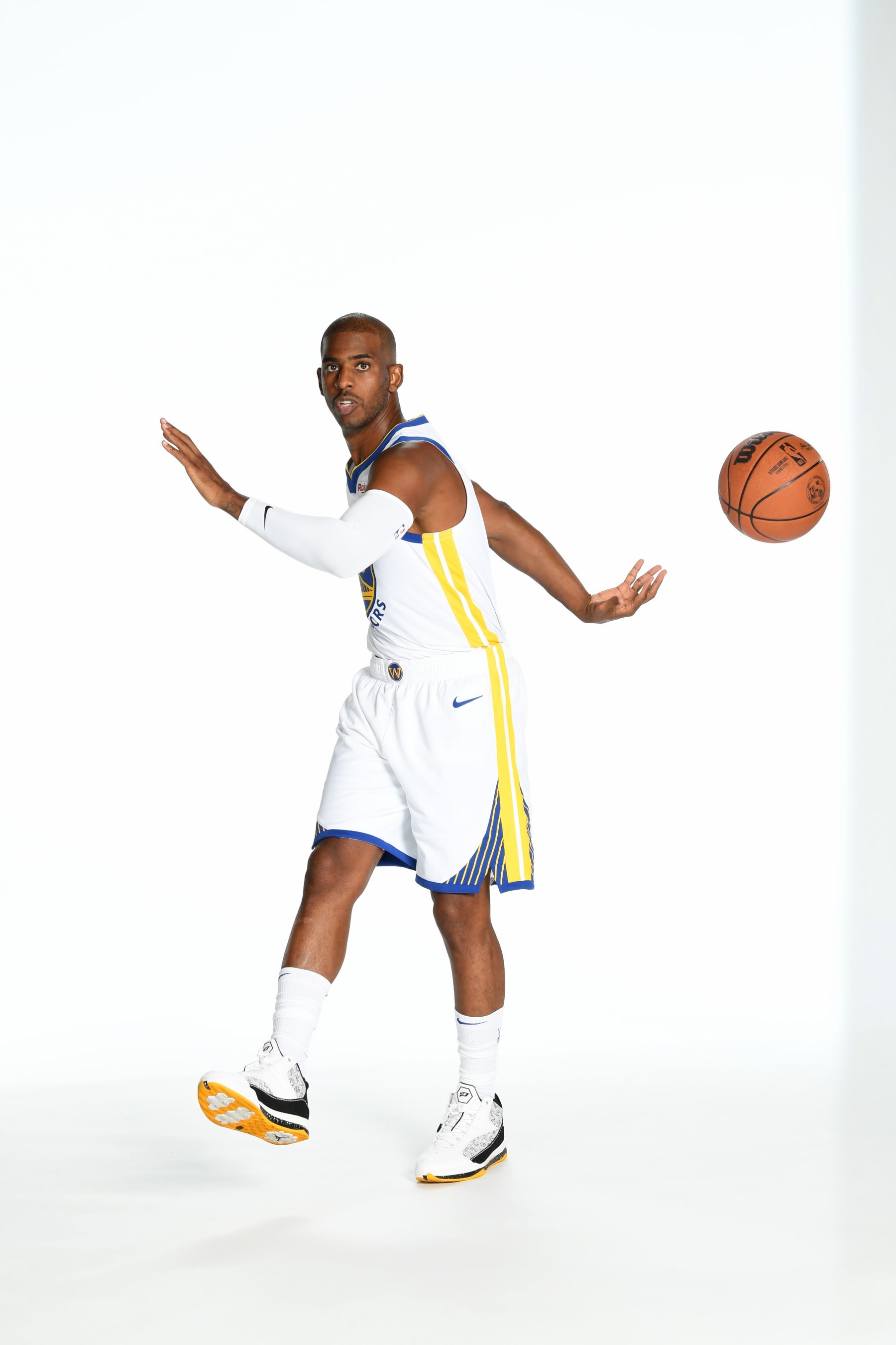 SAN FRANCISCO, CA - OCTOBER 2: Chris Paul #3 of the Golden State Warriors poses for a portrait during NBA Media Day on October 2, 2023 at Chase Center in San Francisco, California. NOTE TO USER: User expressly acknowledges and agrees that, by downloading and or using this photograph, user is consenting to the terms and conditions of Getty Images License Agreement. Mandatory Copyright Notice: Copyright 2023 NBAE (Photo by Noah Graham/NBAE via Getty Images)