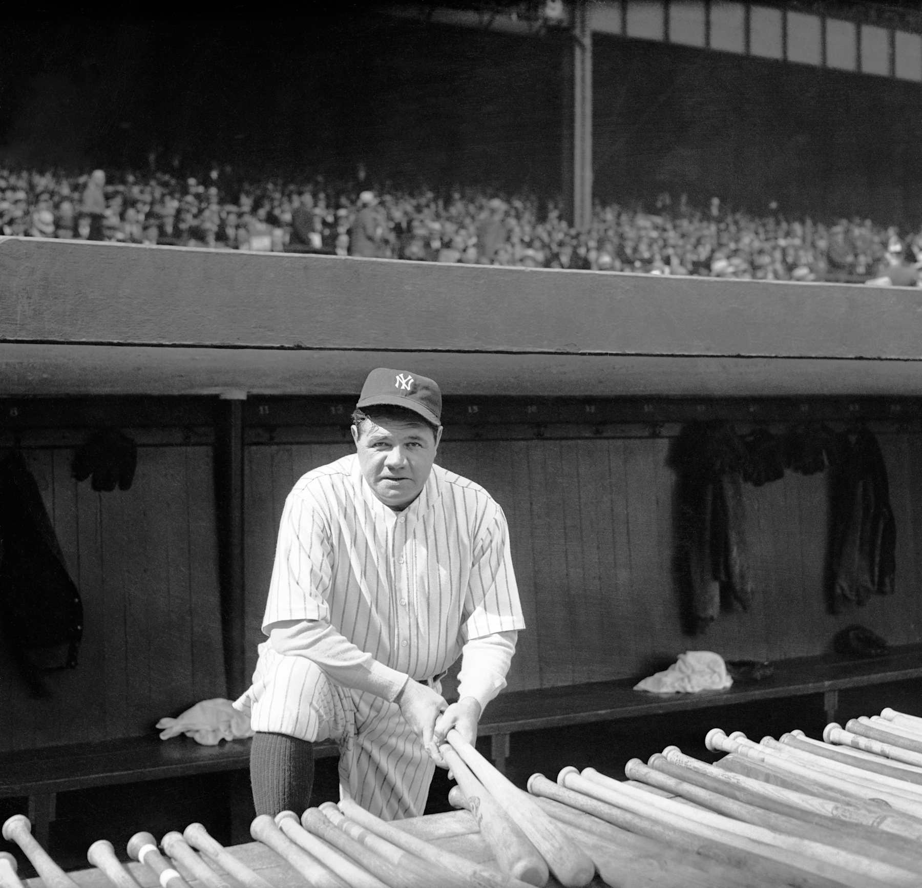 (Original Caption) Babe Ruth during the Yankees' season opener at Yankee Stadium.