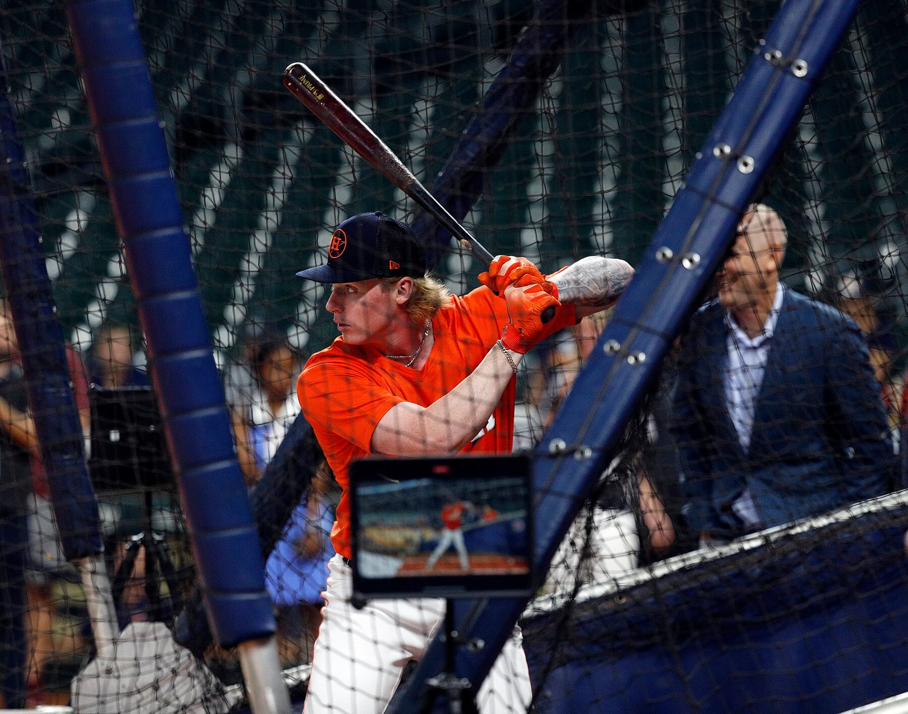 HOUSTON, TEXAS - JULY 28: Ryan Clifford, the Houston Astros' 11th round pick out of a high school in North Carolina, at Minute Maid Park on July 28, 2022 in Houston, Texas. (Photo by Bob Levey/Getty Images)