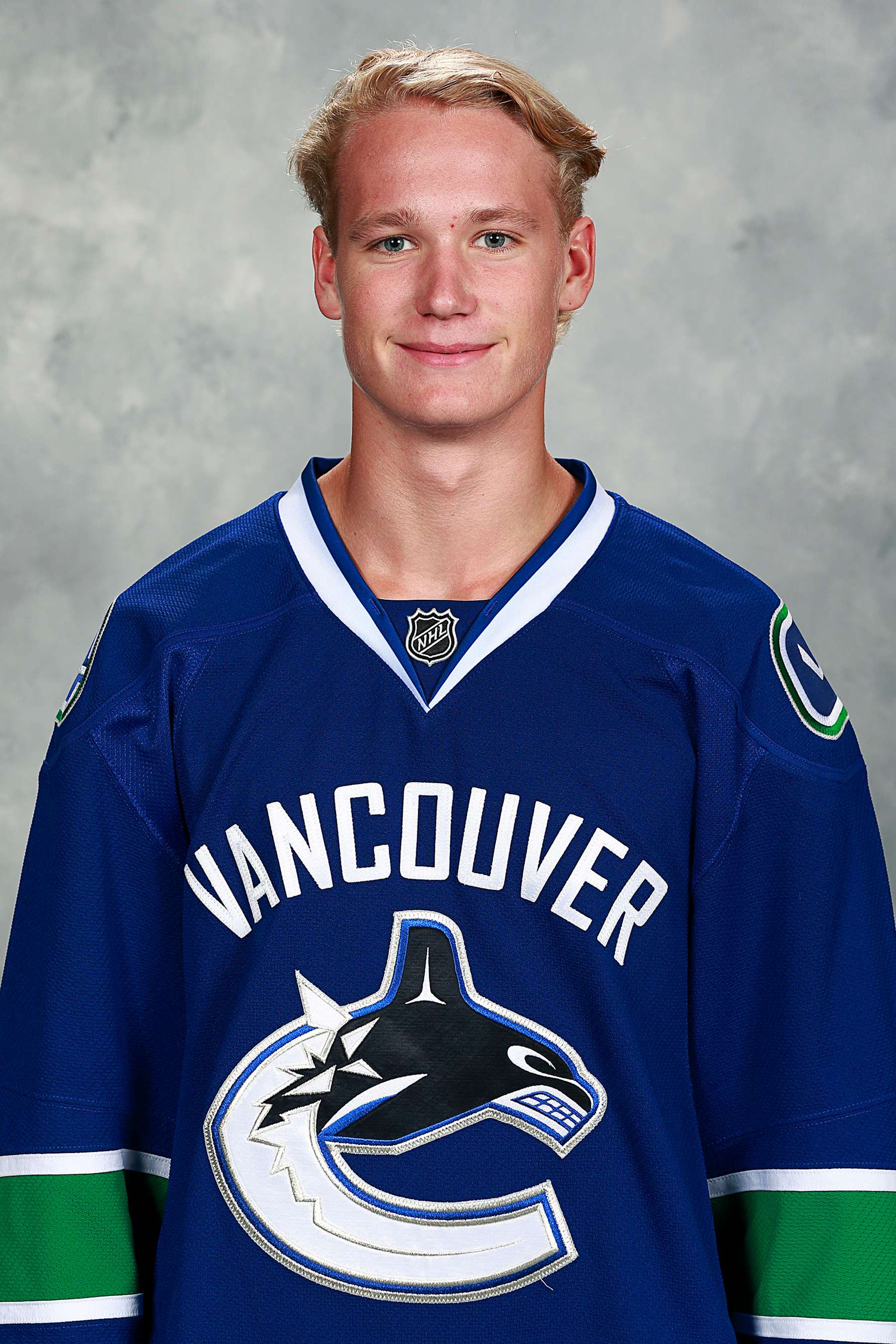 VANCOUVER, CANADA - SEPTEMBER 18: Gustav Forsling of the Vancouver Canucks poses for his official headshot for the 2014-2015 season on September 18, 2014 at the Rogers Arena in Vancouver, British Columbia, Canada.  (Photo by Jeff Vinnick/NHLI via Getty Images)