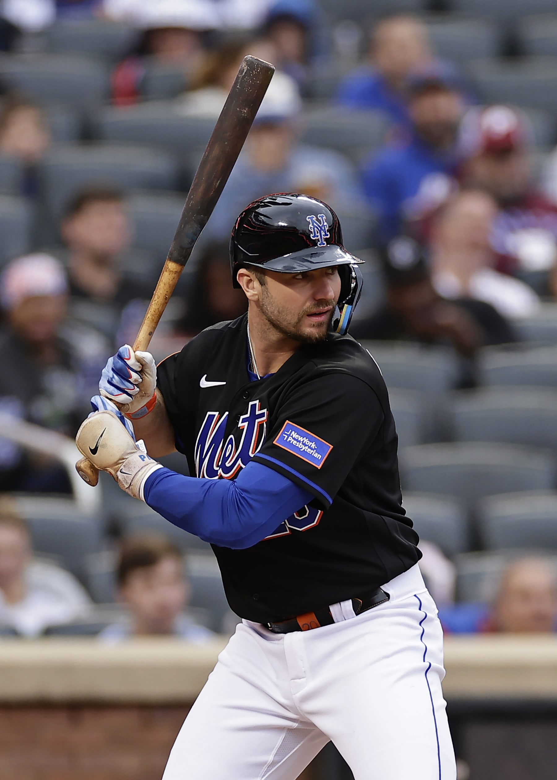 NEW YORK, NY - SEPTEMBER 30: Pete Alonso #20 of the New York Mets in action against the Philadelphia Phillies during the fifth inning of the first game of a doubleheader at Citi Field on September 30, 2023 in New York City. (Photo by Adam Hunger/Getty Images)