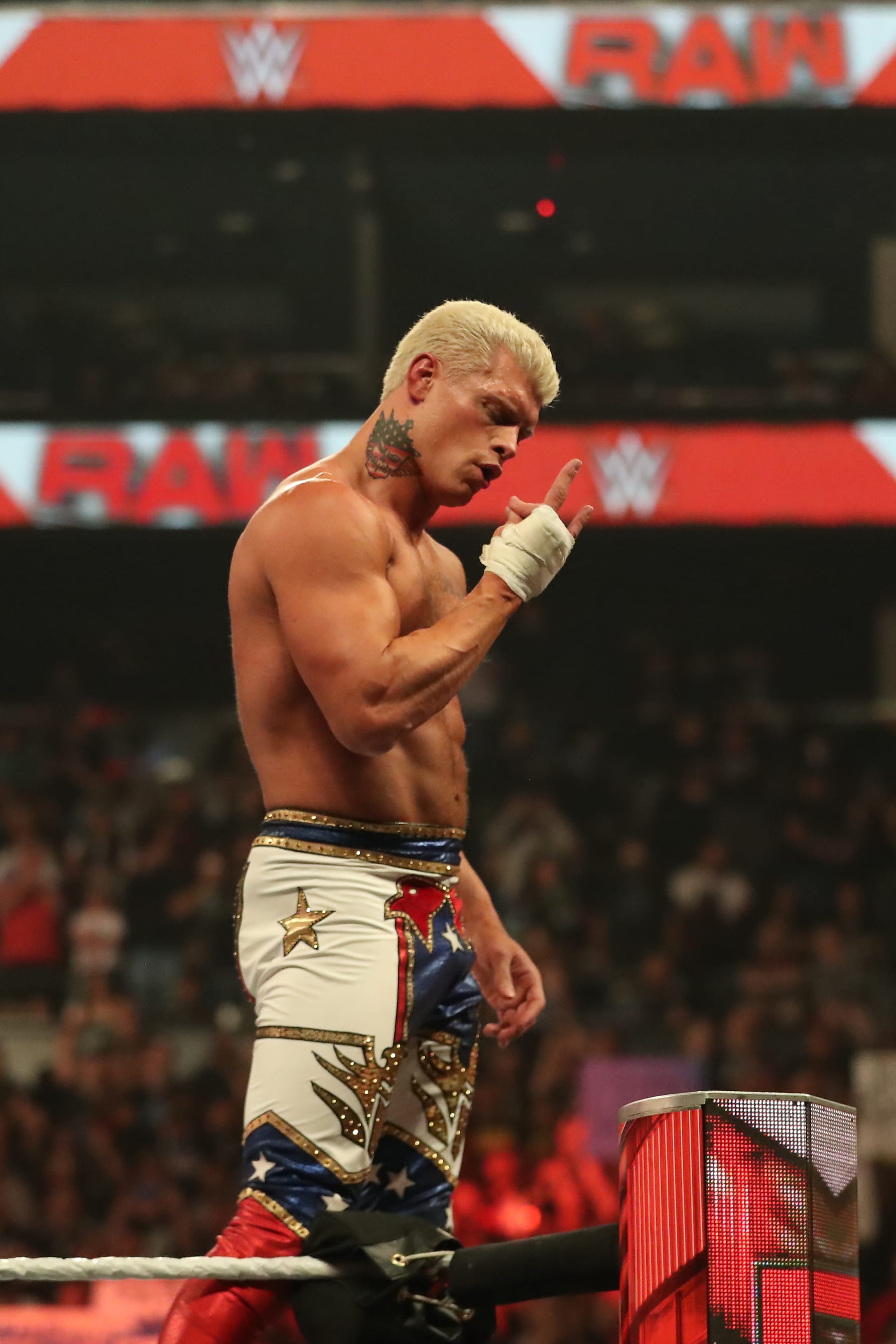 PHOENIX, ARIZONA - MARCH 27: Cody Rhodes in the ring during WWE WrestleMania RAW at the Footprint Center on March 27, 2023 in Phoenix, Arizona, United States. (Photo by Alejandro Salazar/PX Images/Icon Sportswire via Getty Images)