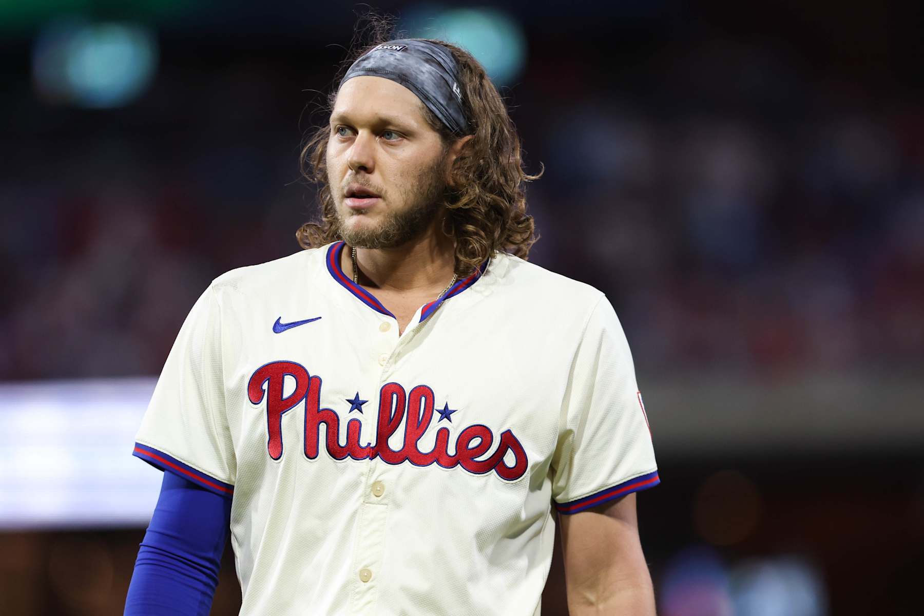 PHILADELPHIA, PA - OCTOBER 05:   Alec Bohm #28 of the Philadelphia Phillies looks on in the eighth inning during Game 1 of the Division Series presented by Booking.com between the New York Mets and the Philadelphia Phillies at Citizens Bank Park on Saturday, October 5, 2024 in Philadelphia, Pennsylvania. (Photo by Rob Tringali/MLB Photos via Getty Images)