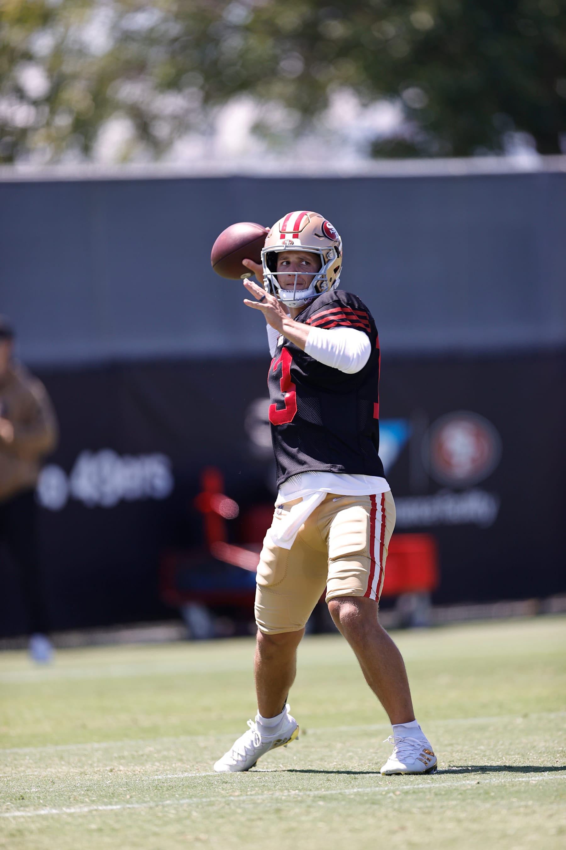 SANTA CLARA, CA - JULY 31: Brock Purdy #13 of the San Francisco 49ers during training camp at SAP Performance Facility on July 31, 2024 in Santa Clara, California. (Photo by Michael Zagaris/San Francisco 49ers/Getty Images)