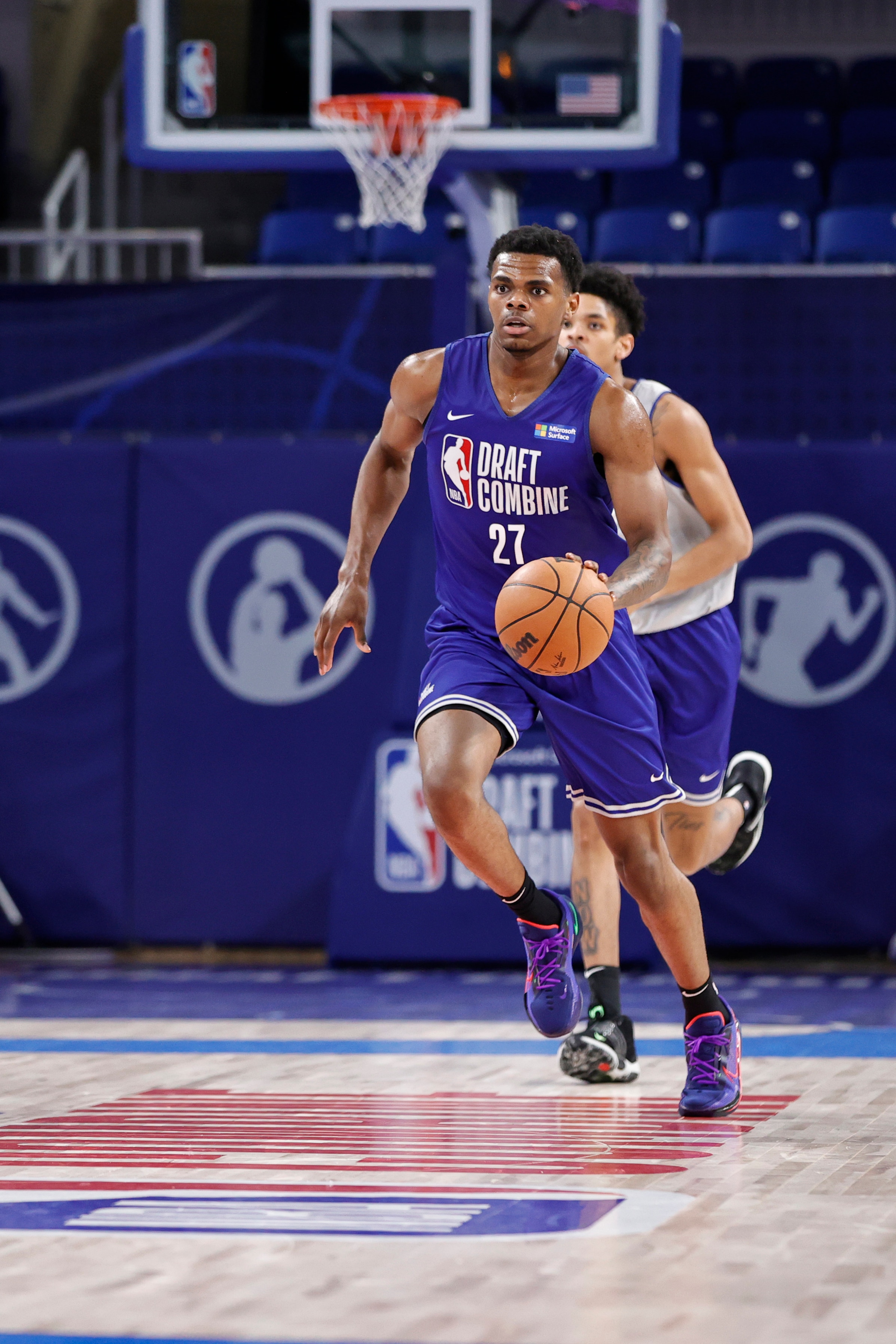 CHICAGO, IL - MAY 19: NBA Prospect, Michael Foster Jr. moves the ball during the 2022 NBA Draft Combine on May 19, 2022 at the Wintrust Arena in Chicago, Illinois. NOTE TO USER: User expressly acknowledges and agrees that, by downloading and or using this photograph, user is consenting to the terms and conditions of the Getty Images License Agreement.  Mandatory Copyright Notice: Copyright 2022 NBAE (Photo by Kamil Krzaczynski/NBAE via Getty Images)