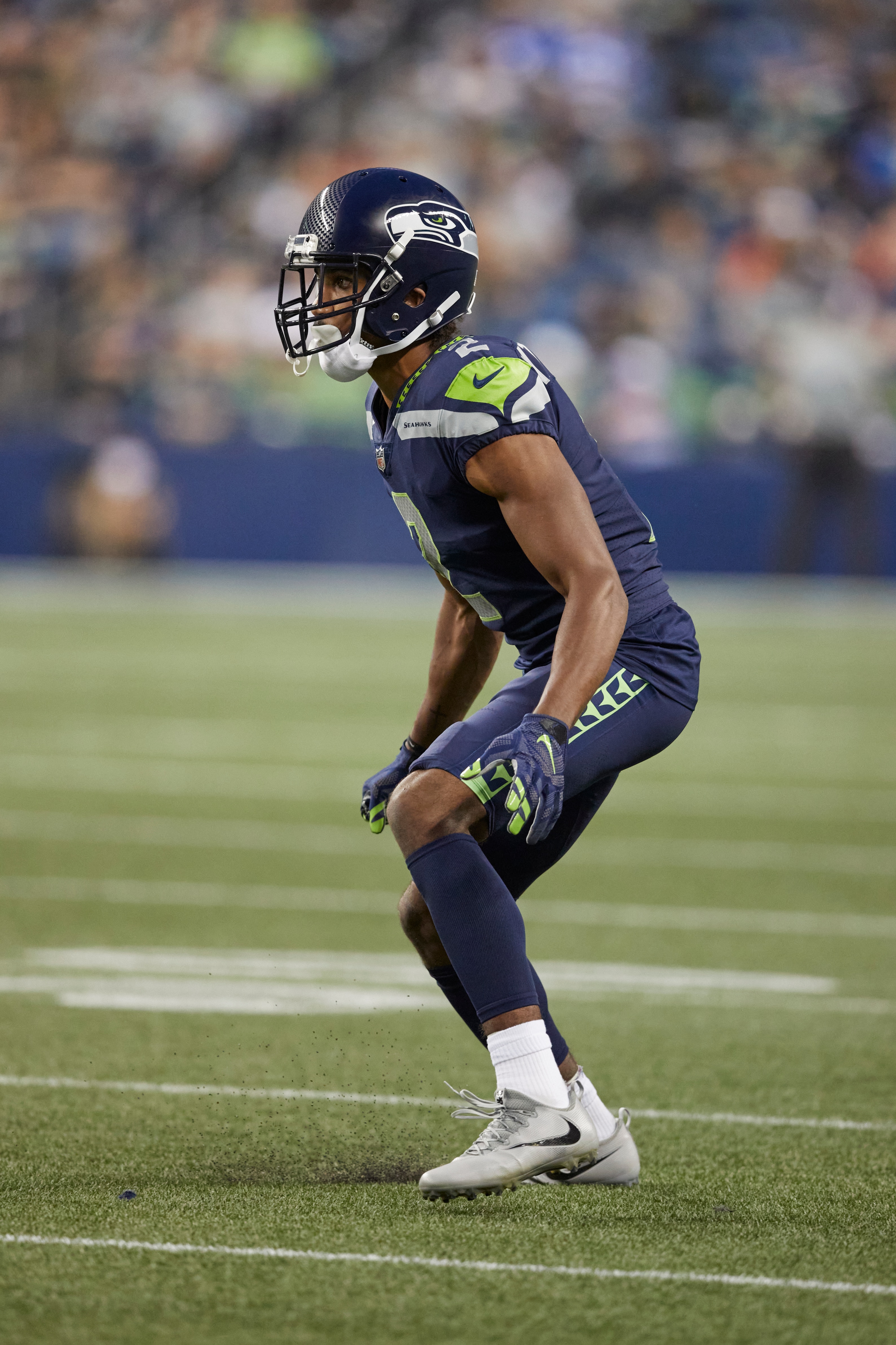 Seattle Seahawks cornerback Ahkello Witherspoon in action on the field against the Denver Broncos during the first half of an NFL football preseason game, Saturday, Aug. 21, 2021, in Seattle. (AP Photo/John Froschauer)