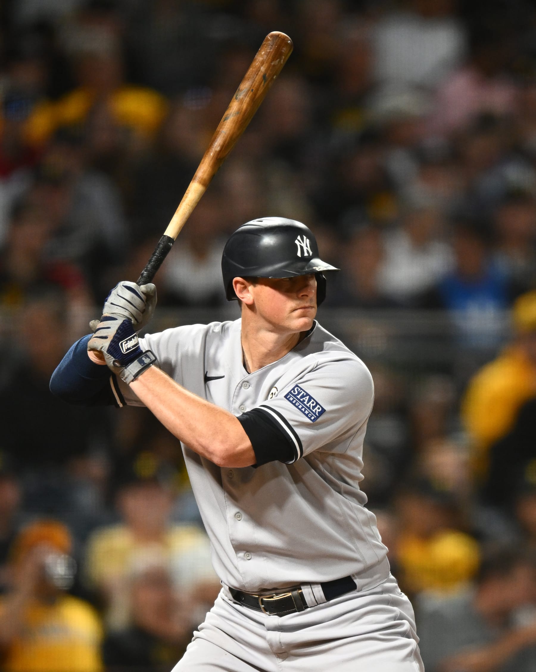 PITTSBURGH, PA - SEPTEMBER 15: DJ LeMahieu #26 of the New York Yankees bats during the game between the New York Yankees and the Pittsburgh Pirates at PNC Park on Friday, September 15, 2023 in Pittsburgh, Pennsylvania. (Photo by Joe Sargent/MLB Photos via Getty Images)