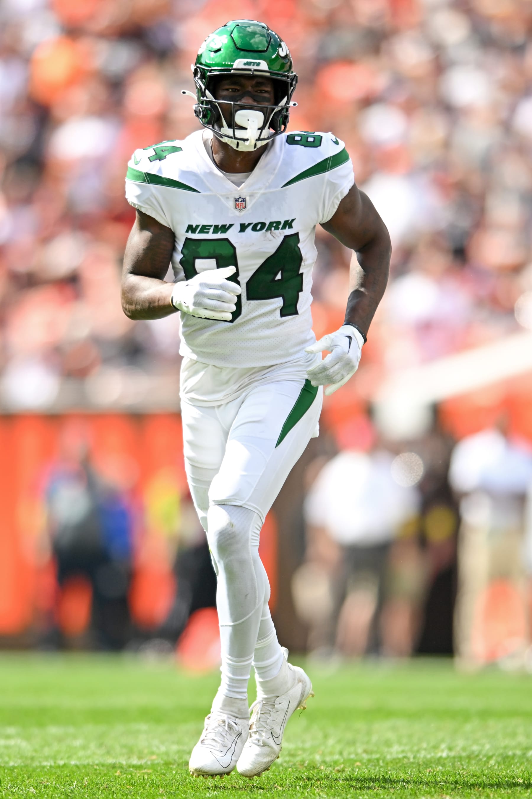 CLEVELAND, OH - SEPTEMBER 18: Corey Davis #84 of the New York Jets in action during the first half against the Cleveland Browns at FirstEnergy Stadium on September 18, 2022 in Cleveland, Ohio. (Photo by Nick Cammett/Diamond Images via Getty Images)