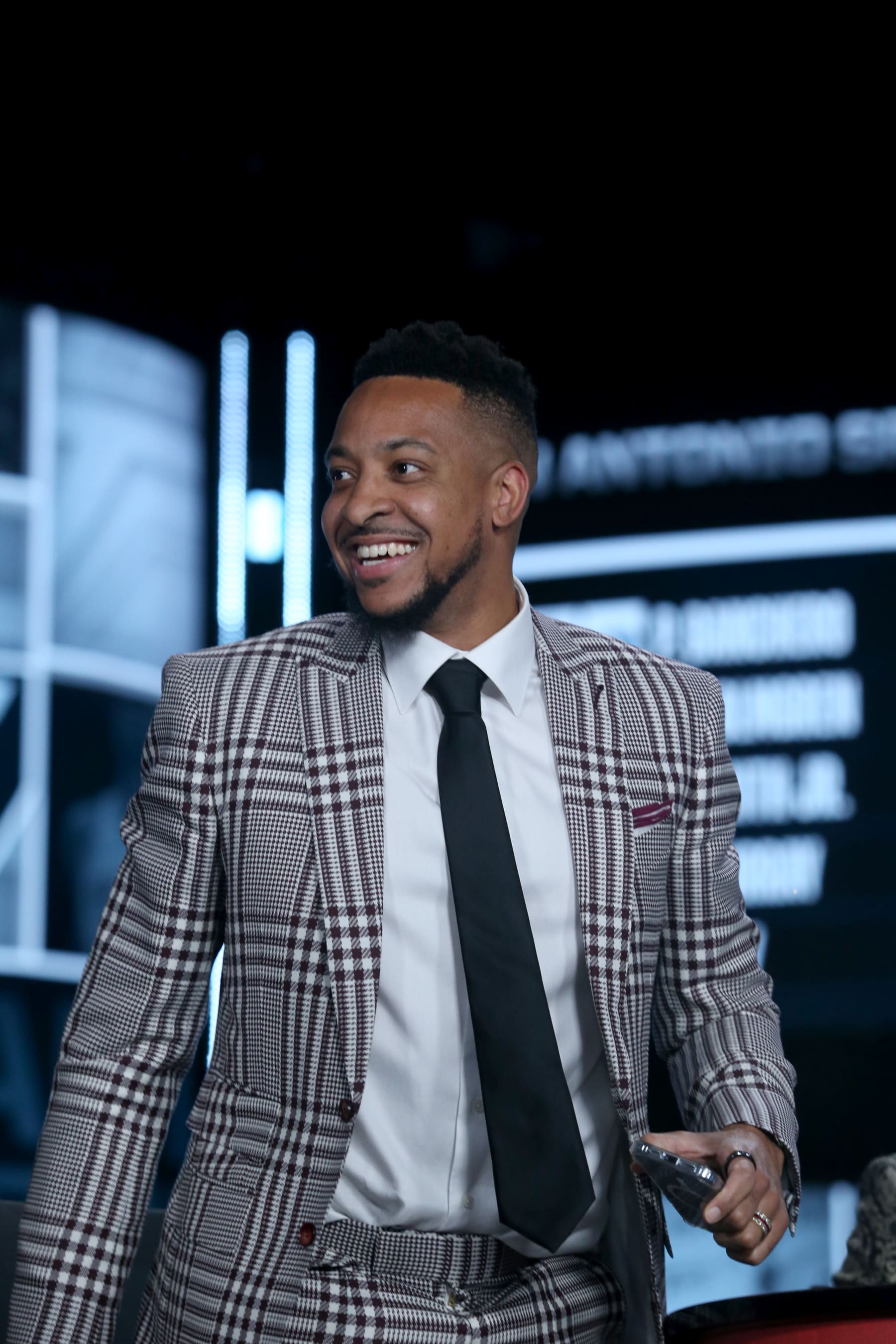 BROOKLYN, NY - JUNE 23: CJ McCollum #3 of the New Orleans Pelicans looks on during the 2022 NBA Draft on June 23, 2022 at Barclays Center in Brooklyn, New York. NOTE TO USER: User expressly acknowledges and agrees that, by downloading and or using this photograph, User is consenting to the terms and conditions of the Getty Images License Agreement. Mandatory Copyright Notice: Copyright 2022 NBAE (Photo by Michelle Farsi/NBAE via Getty Images)