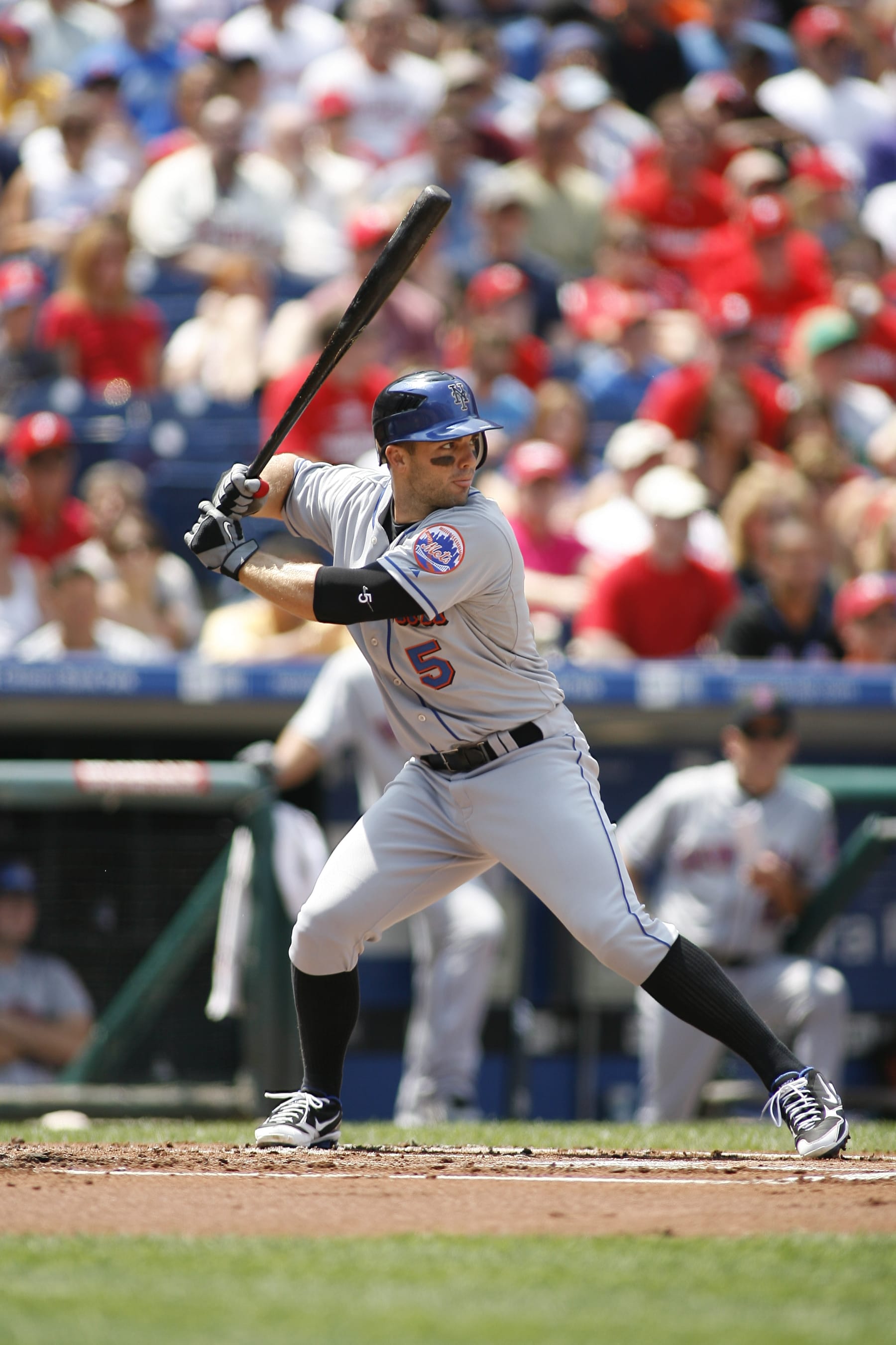 PHILADELPHIA, PA - AUGUST 29:  David Wright #5 of the New York Mets bats during the game against the Philadelphia Phillies at Citizens Bank Park on August 8, 2010 in Philadelphia, Pennsylvania.  The Phillies defeated the Mets 6-5.  (Photo by Rob Leiter/MLB Photos via Getty Images)