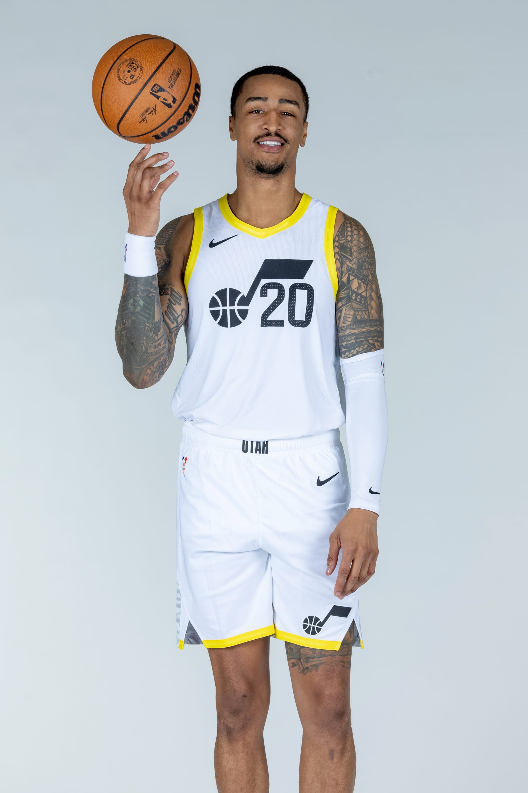 SALT LAKE CITY, UT - JULY 06: John Collins #20 of the Utah Jazz poses for a portrait at the ZBBC on July 06, 2023 in Salt Lake City, Utah. NOTE TO USER: User expressly acknowledges and agrees that, by downloading and or using this Photograph, User is consenting to the terms and conditions of the Getty Images License Agreement. Mandatory Copyright Notice: Copyright 2023 NBAE (Photo by Melissa Majchrzak/NBAE via Getty Images)