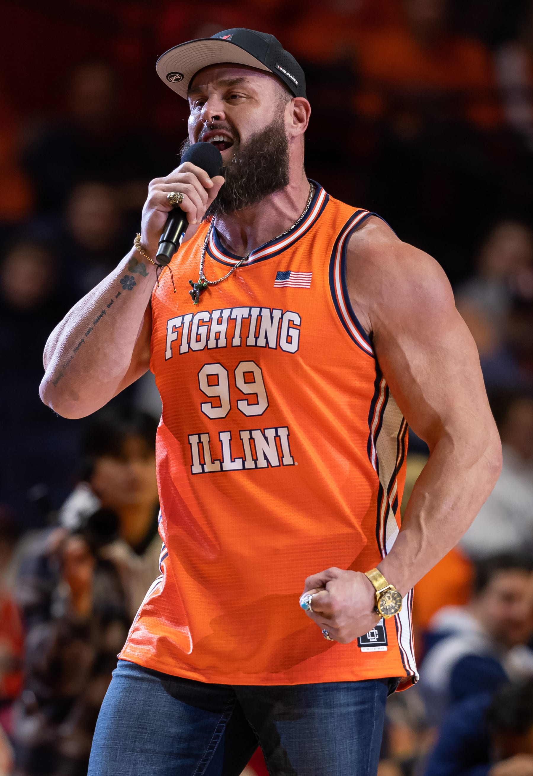 CHAMPAIGN, IL - JANUARY 19: WWE personality Braun Strowman is seen before the Illinois Fighting Illini and Indiana Hoosiers game at State Farm Center on January 19, 2023 in Champaign, Illinois. (Photo by Michael Hickey/Getty Images)