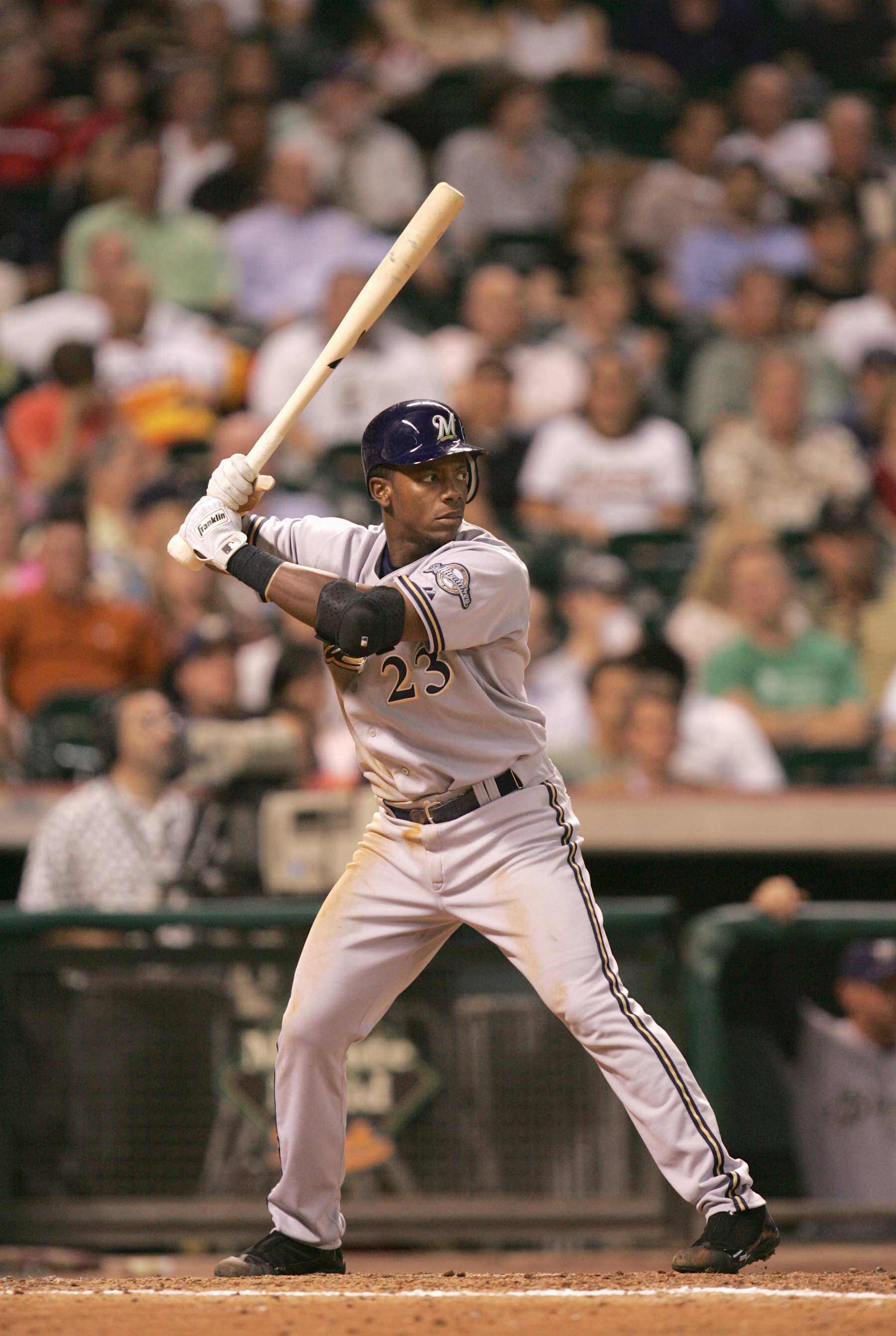 HOUSTON - APRIL 19: Rickie Weeks #23 of the Milwaukee Brewers stands ready at bat during the game against the Houston Astros on April 19, 2006 at Minute Maid Park in Houston, Texas. (Photo by Ronald Martinez/Getty Images)    