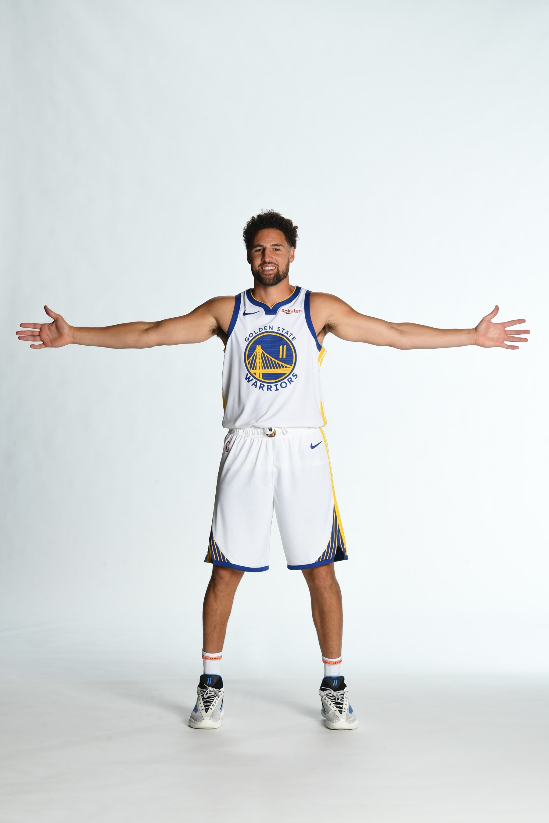 SAN FRANCISCO, CA - OCTOBER 2: Klay Thompson #11 of the Golden State Warriors poses for a portrait during NBA Media Day on October 2, 2023 at Chase Center in San Francisco, California. NOTE TO USER: User expressly acknowledges and agrees that, by downloading and or using this photograph, user is consenting to the terms and conditions of Getty Images License Agreement. Mandatory Copyright Notice: Copyright 2023 NBAE (Photo by Noah Graham/NBAE via Getty Images)