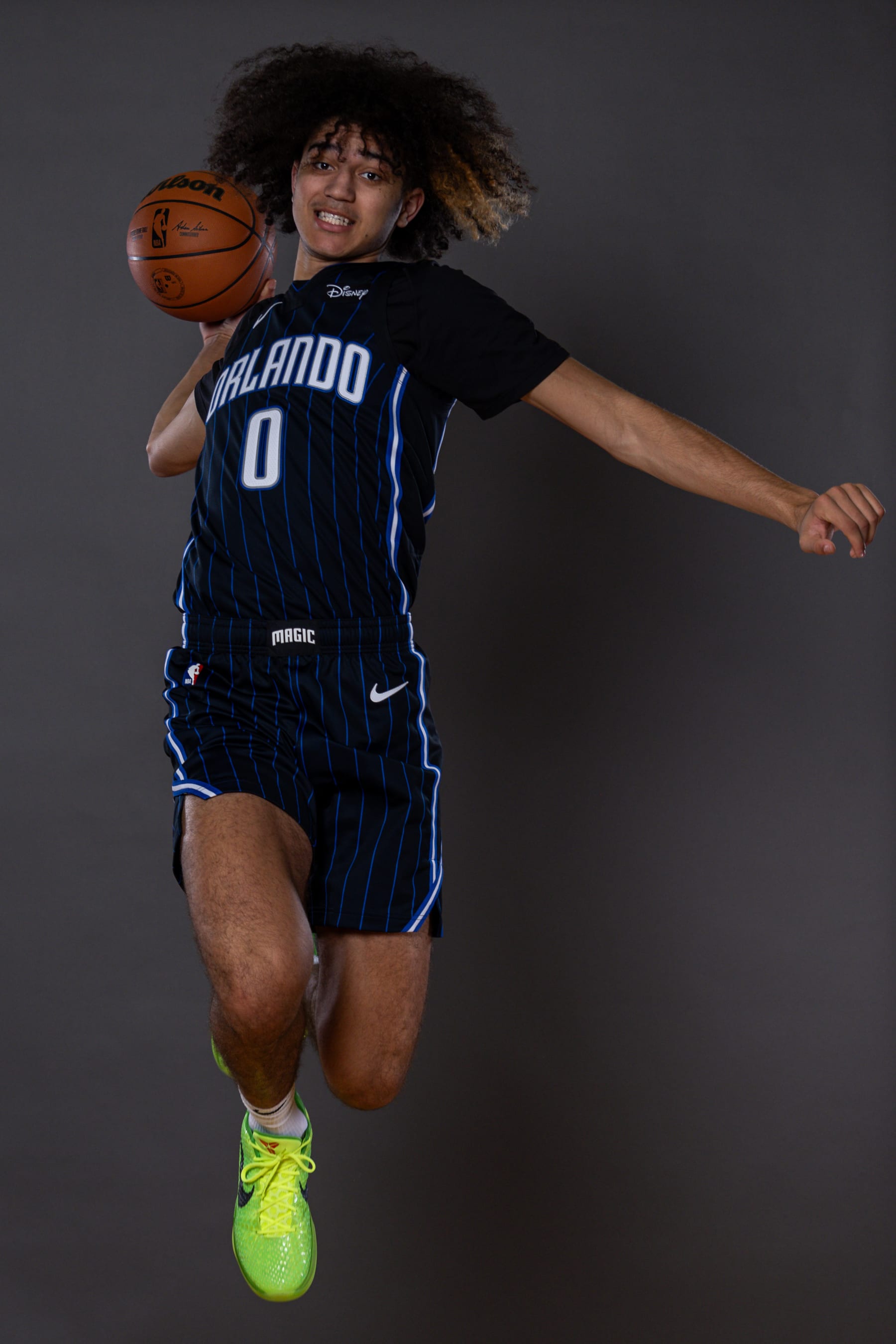 LAS VEGAS, NEVADA - JULY 14: Anthony Black #0 of the Orlando Magic poses for a portrait during the 2023 NBA rookie photo shoot at UNLV on July 14, 2023 in Las Vegas, Nevada. (Photo by Jamie Squire/Getty Images)