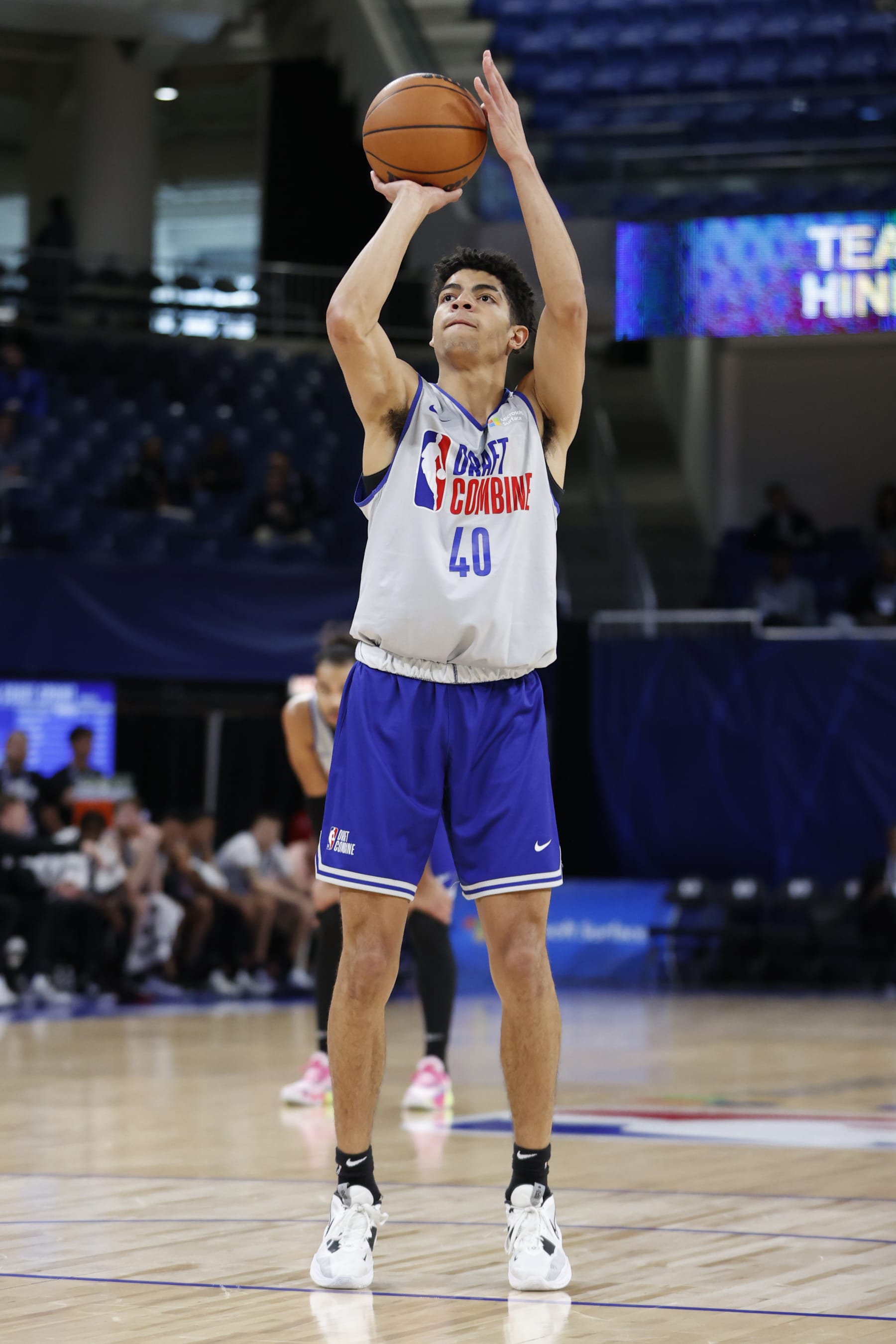 CHICAGO, IL - MAY 18: NBA Draft Prospect, Ben Sheppard #40 shoots a free throw during the 2023 NBA Combine at Wintrust Arena on May 18, 2023 in Chicago, Illinois. NOTE TO USER: User expressly acknowledges and agrees that, by downloading and or using this photograph, user is consenting to the terms and conditions of the Getty Images License Agreement. Mandatory Copyright Notice: Copyright 2023 NBAE (Photo by Kamil Krzaczynski/NBAE via Getty Images) CHICAGO, IL - MAY 18: NBA Draft Prospect, Ben Sheppard #40 shoots a free throw during the 2023 NBA Combine at Wintrust Arena on May 18, 2023 in Chicago, Illinois. NOTE TO USER: User expressly acknowledges and agrees that, by downloading and or using this photograph, user is consenting to the terms and conditions of the Getty Images License Agreement. Mandatory Copyright Notice: Copyright 2023 NBAE (Photo by Kamil Krzaczynski/NBAE via Getty Images)
