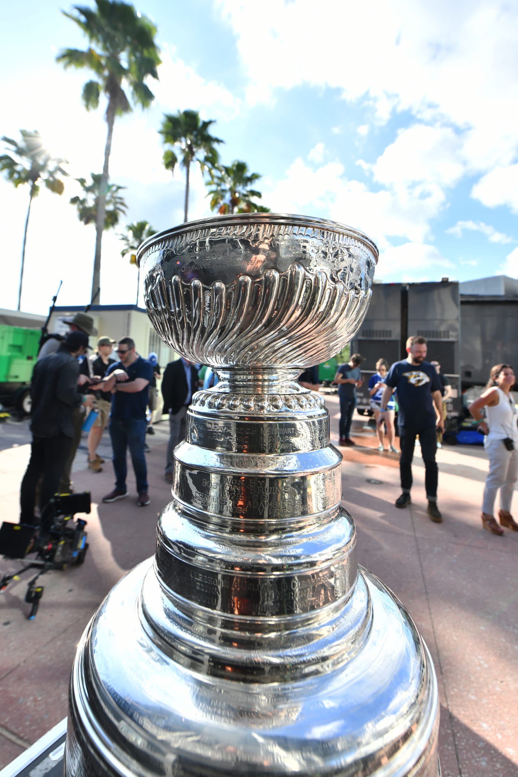 TAMPA, FLORIDA - APRIL 10: The Stanley Cup Trophy sits backstage prior to a performance by Cage The Elephant at Curtis Hixon Park on April 10, 2019 in Tampa, Florida. (Photo by Julio Aguilar/NHLI via Getty Images)