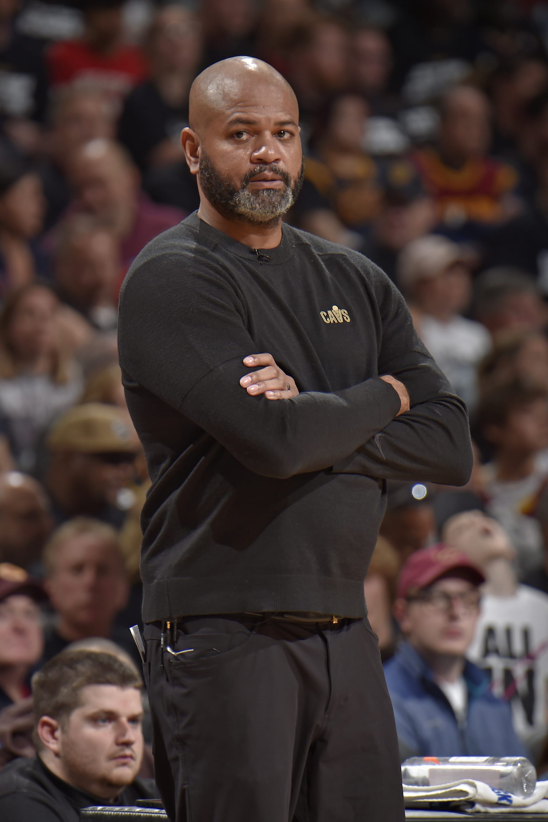 CLEVELAND, OH - MAY 5: Head Coach John-Blair Bickerstaff of the Cleveland Cavaliers looks on during the game against the Orlando Magic during Round 1 Game 7 of the 2024 NBA Playoffs on May 5, 2024 at Rocket Mortgage FieldHouse in Cleveland, Ohio. NOTE TO USER: User expressly acknowledges and agrees that, by downloading and/or using this Photograph, user is consenting to the terms and conditions of the Getty Images License Agreement. Mandatory Copyright Notice: Copyright 2024 NBAE (Photo by David Liam Kyle/NBAE via Getty Images)