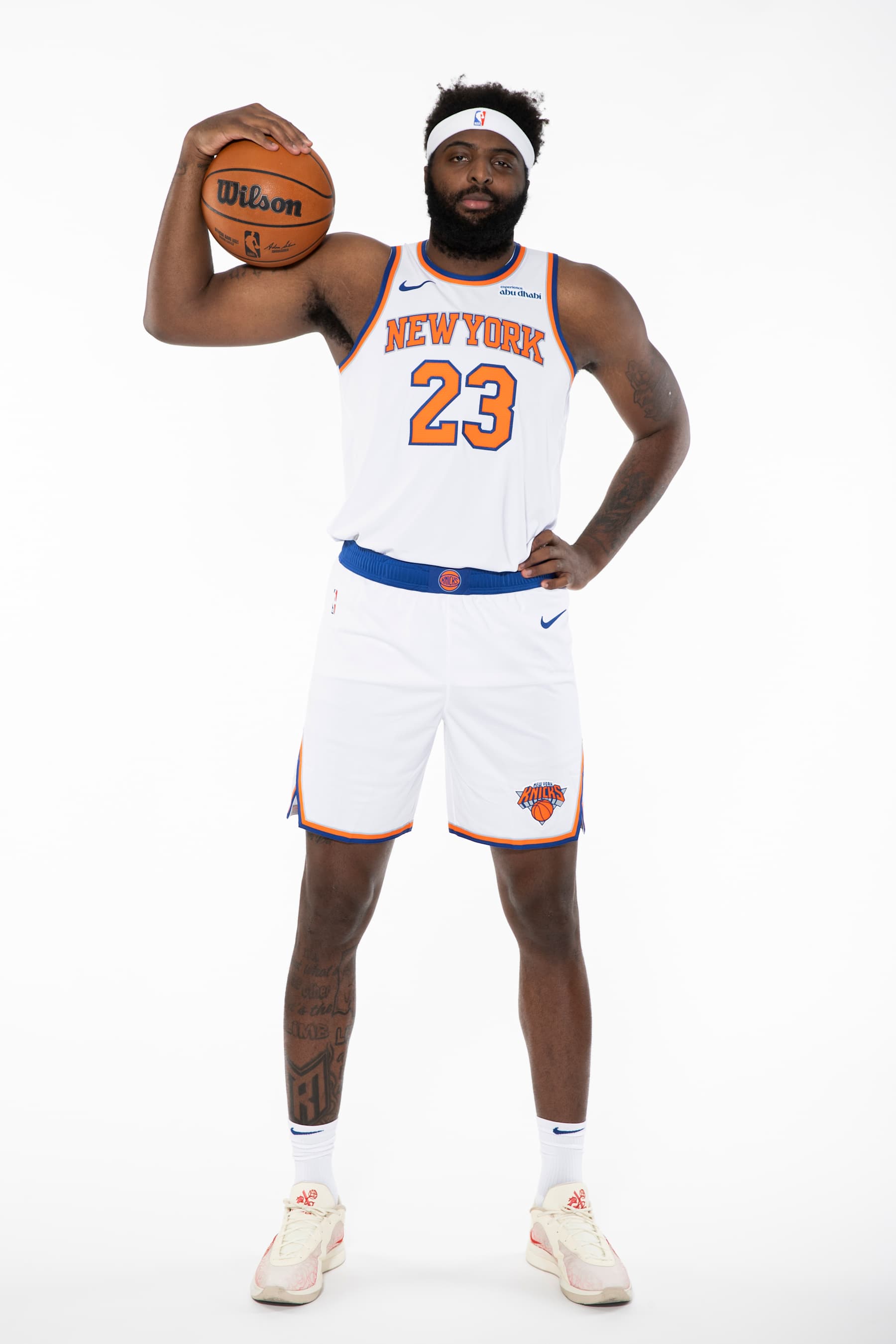 TARRYTOWN, NY - NOVEMBER 16: Mitchell Robinson #23 of the New York Knicks poses for a portrait during at The New York Knicks Training Center on November 16, 2024 in Tarrytown, New York. NOTE TO USER: User expressly acknowledges and agrees that, by downloading and/or using this photograph, user is consenting to the terms and conditions of the Getty Images License Agreement. Mandatory Copyright Notice: Copyright 2024 NBAE (Photo by Nathaniel S. Butler/NBAE via Getty Images)