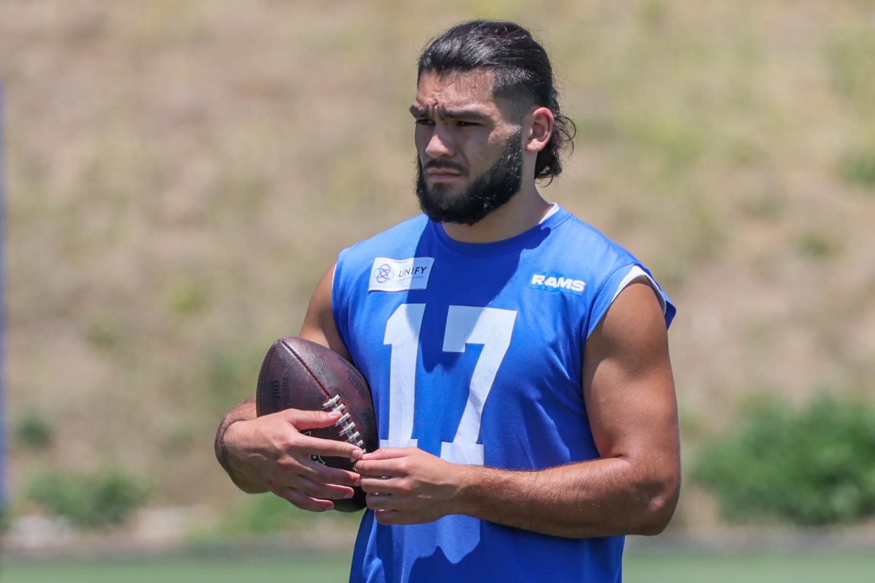 Thousand Oaks, CA, Tuesday, June 11, 2024 - Rams receiver Puka Nacua during OTA practice at Cal Lutheran University. (Robert Gauthier/Los Angeles Times via Getty Images)