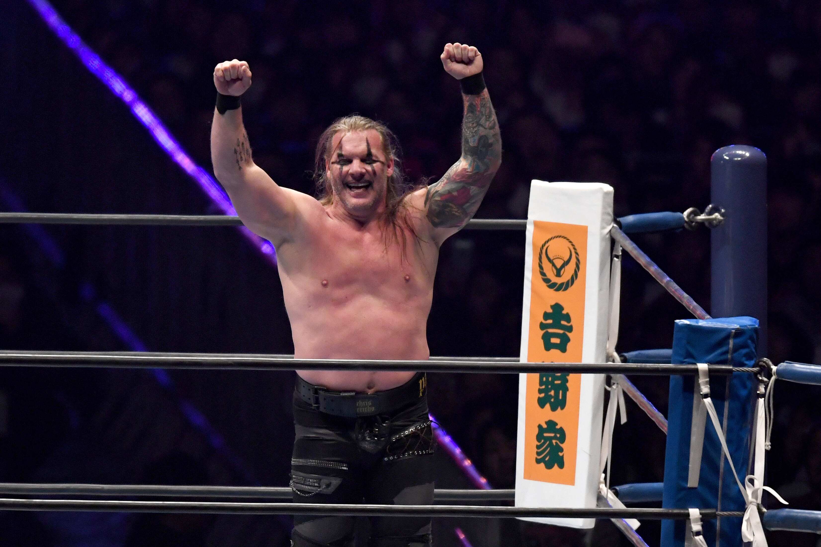 TOKYO, JAPAN - JANUARY 05: Chris Jericho of Canada reacts in the bout  during the New Japan Pro-Wrestling 'Wrestle Kingdom 14' at the Tokyo Dome on January 05, 2020 in Tokyo, Japan. (Photo by Etsuo Hara/Getty Images)