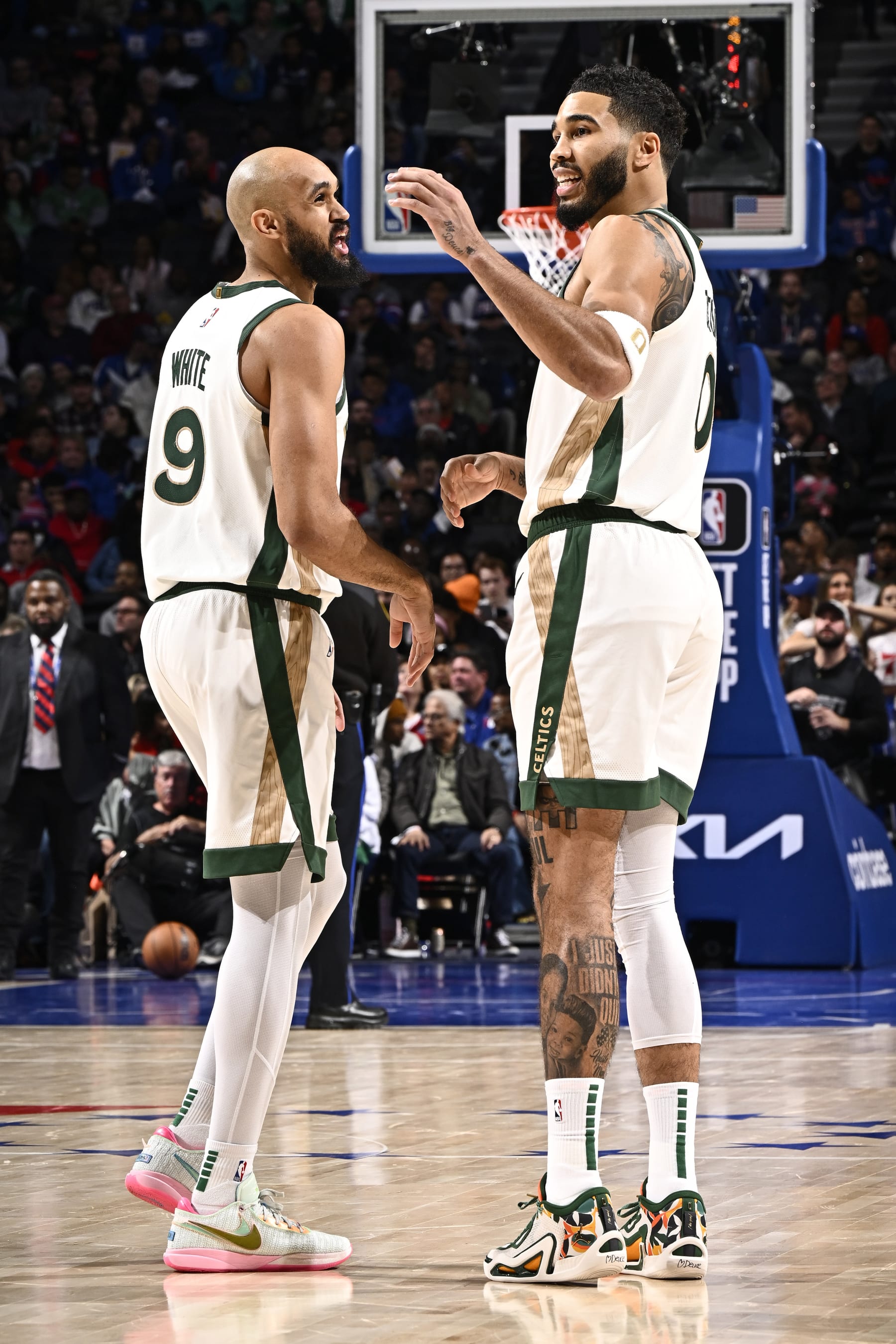 Derrick White and Jayson Tatum