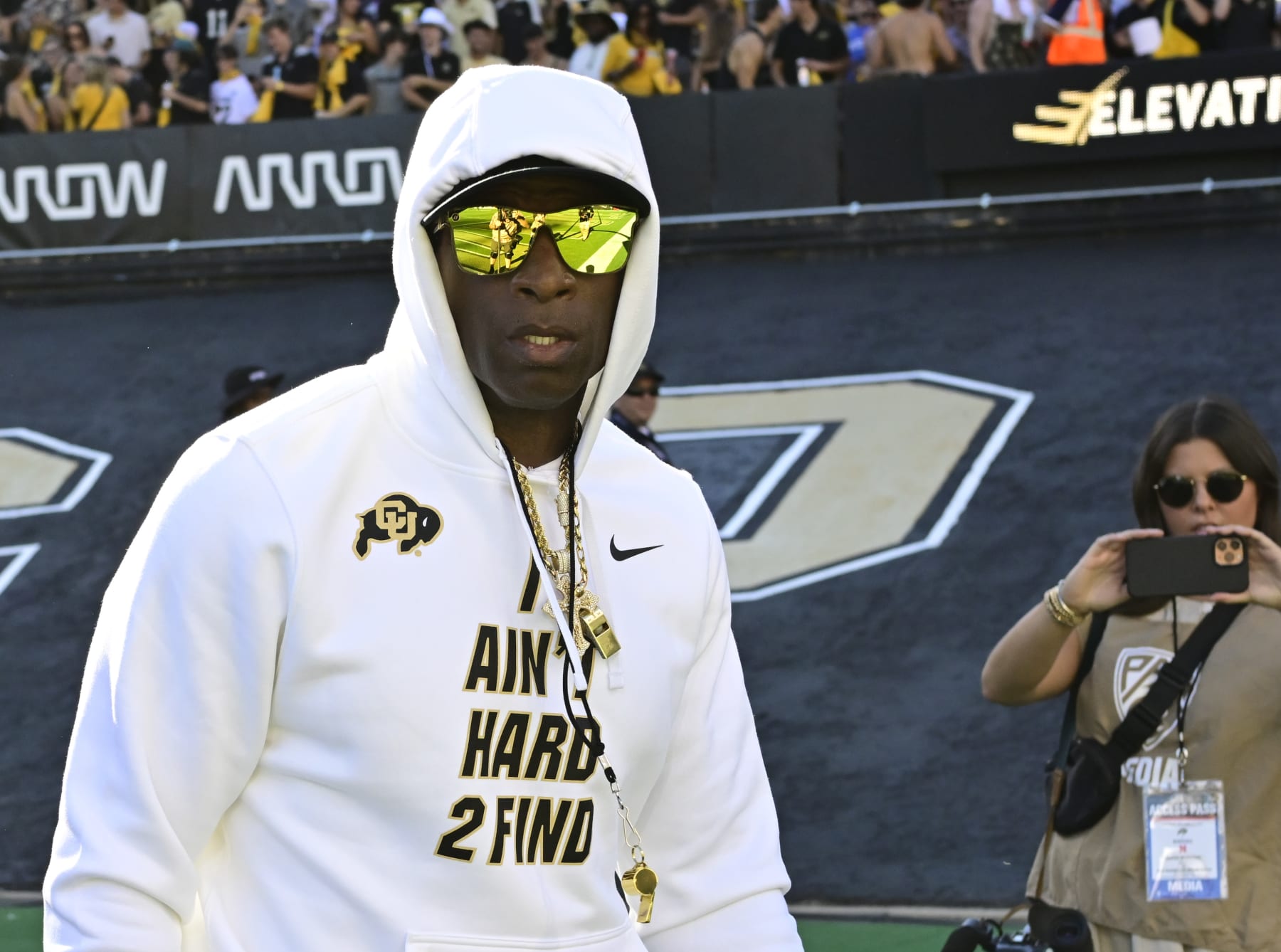 BOULDER, CO - SEPTEMBER 09: Colorado Buffaloes head coach Deion Sanders before the game against the Nebraska Cornhuskers at Folsom Field September 09, 2023. (Photo by Andy Cross/MediaNews Group/The Denver Post via Getty Images)