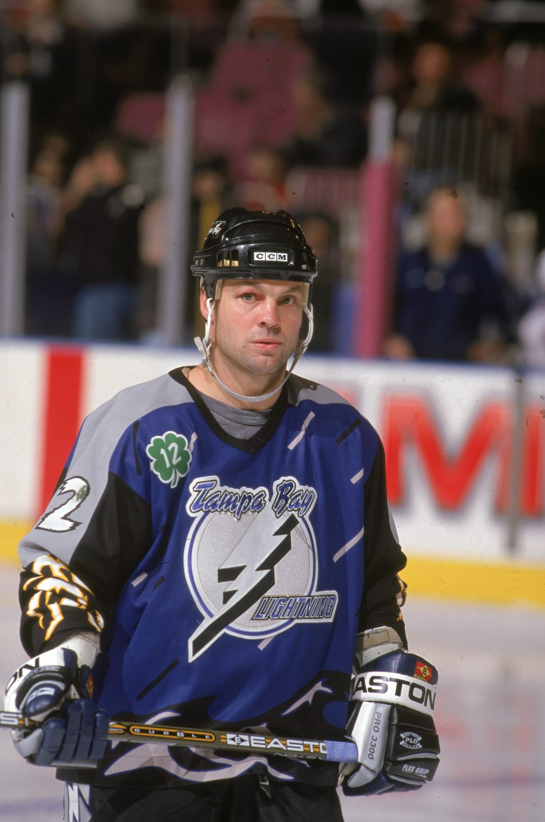 Canadian professional hockey player Dino Ciccarelli of the Tampa Bay Lightning skates on the ice during a road game, December 1997. (Photo by Jim McIsaac/Getty Images)