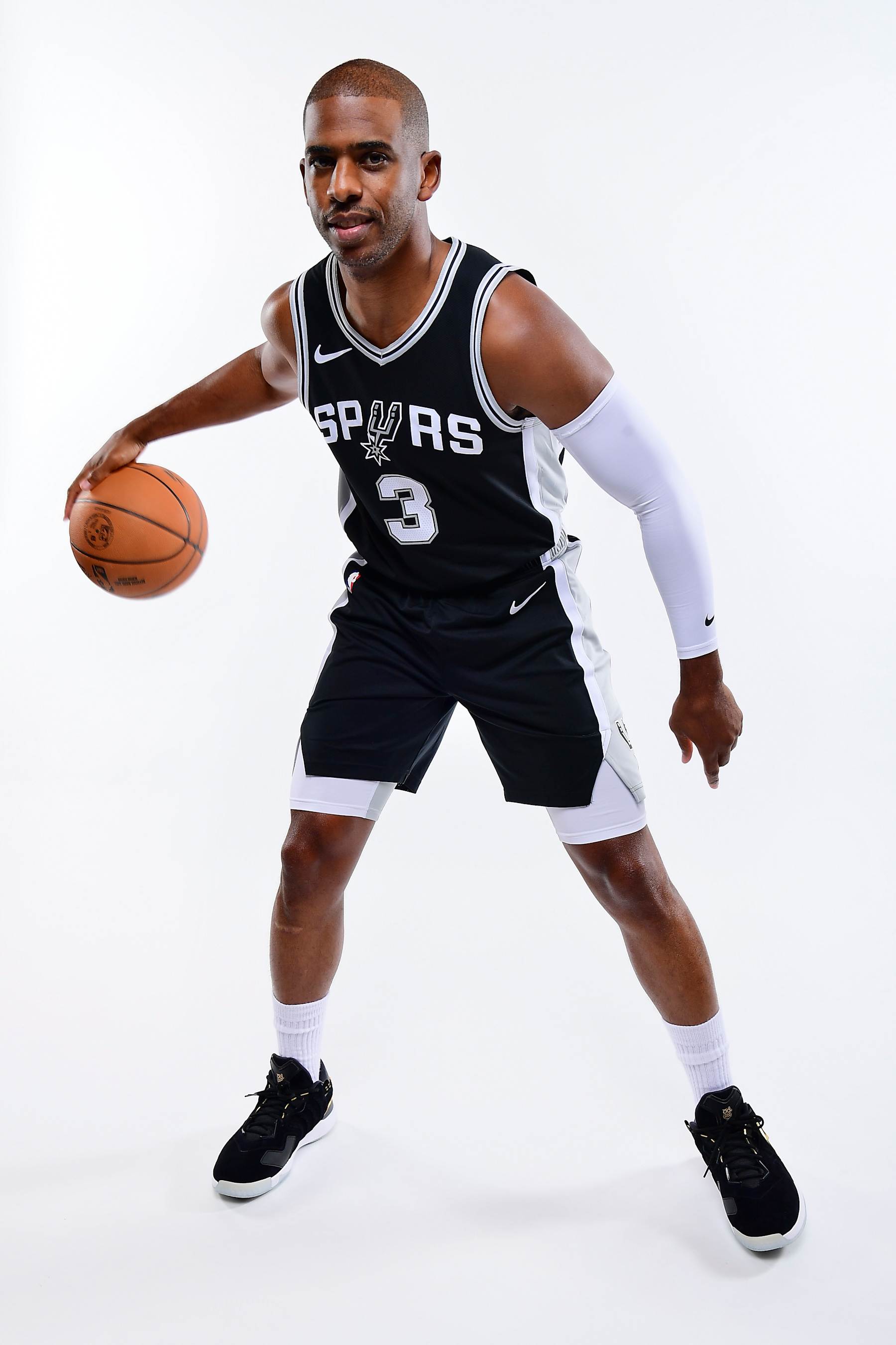 SAN ANTONIO, TX - SEPTEMBER 30: Chris Paul #3 of the San Antonio Spurs poses for a portrait during NBA media day on September 30, 2024 at Victory Capital Center in San Antonio Texas. NOTE TO USER: User expressly acknowledges and agrees that, by downloading and or using this photograph, user is consenting to the terms and conditions of the Getty Images License Agreement. Mandatory Copyright Notice: Copyright 2024 NBAE (Photos by Michael Gonzales/NBAE via Getty Images)