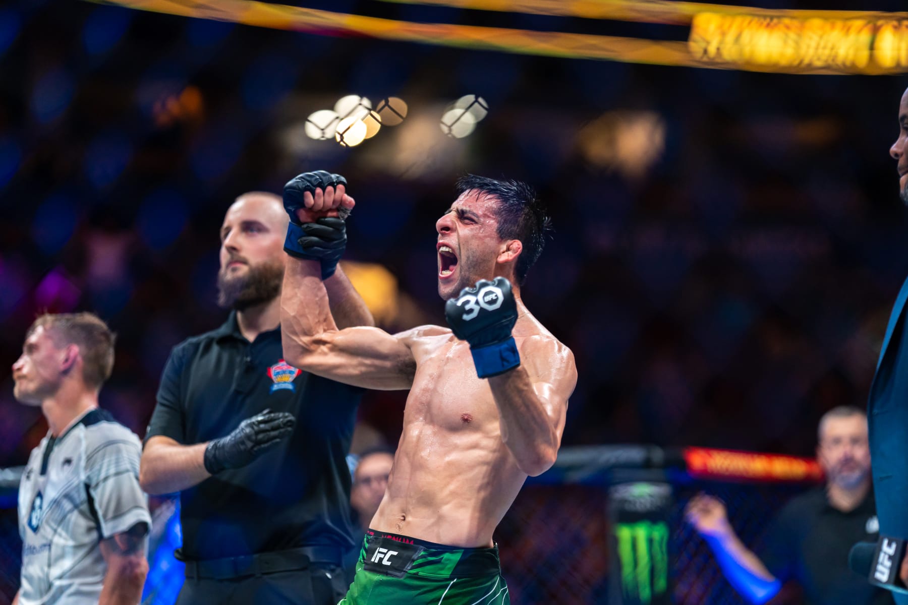VANCOUVER, CANADA - JUNE 10: Stephen Erceg celebrates after the victory over David Dvorak during the UFC 289 event at Rogers Arena on June 10, 2023 in Vancouver, Canada. (Photo by Jordan Jones/Getty Images)