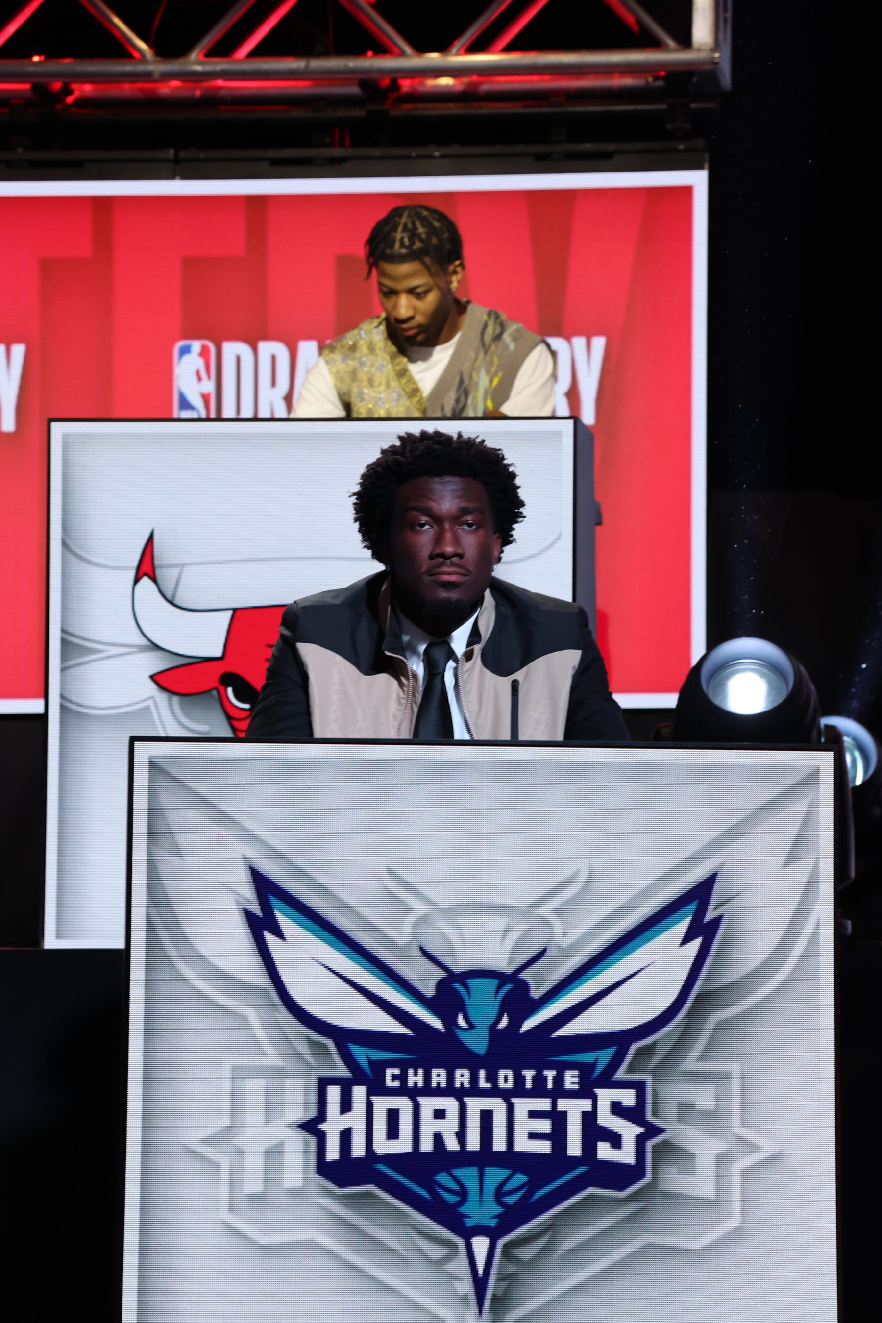 CHICAGO,IL - MAY 16: Mark Wiliams represents the Charlotte Hornets during the 2023 NBA Draft Lottery at McCormick Place on May 16, 2023 in Chicago, Illinois. NOTE TO USER: User expressly acknowledges and agrees that, by downloading and or using this photograph, user is consenting to the terms and conditions of the Getty Images License Agreement. Mandatory Copyright Notice: Copyright 2023 NBAE (Photo by Jeff Haynes/NBAE via Getty Images)