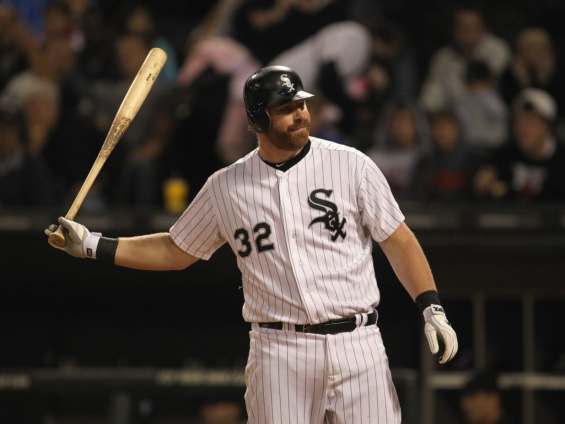 CHICAGO, IL - SEPTEMBER 27: Adam Dunn #32 of the Chicago White Sox throws his bat after striking out against the Toronto Blue Jays at U.S. Cellular Field on September 27, 2011 in Chicago, Illinois. (Photo by Jonathan Daniel/Getty Images)