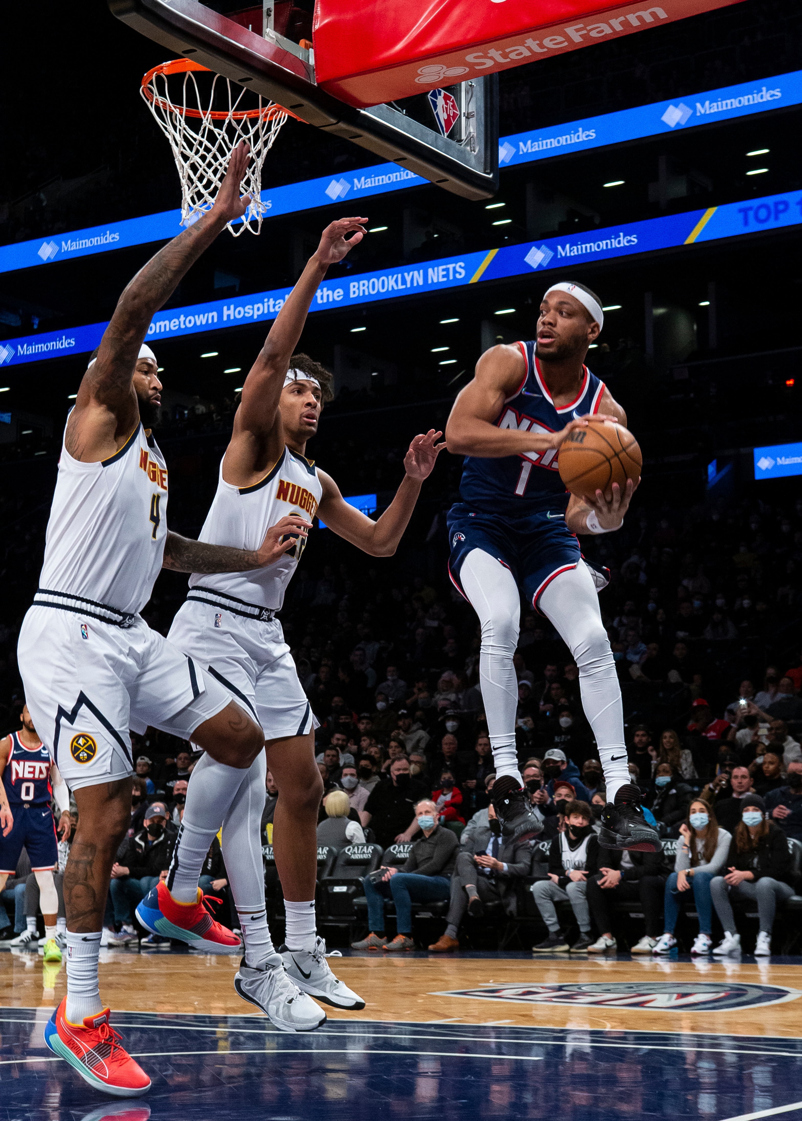 NEW YORK, NEW YORK - JANUARY 26: Bruce Brown #1 of Brooklyn Nets looks to pass against the Denver Nuggets at Barclays Center on January 26, 2022 in the Brooklyn borough of New York City. NOTE TO USER: User expressly acknowledges and agrees that, by downloading and or using this photograph, User is consenting to the terms and conditions of the Getty Images License Agreement. (Photo by Michelle Farsi/Getty Images)