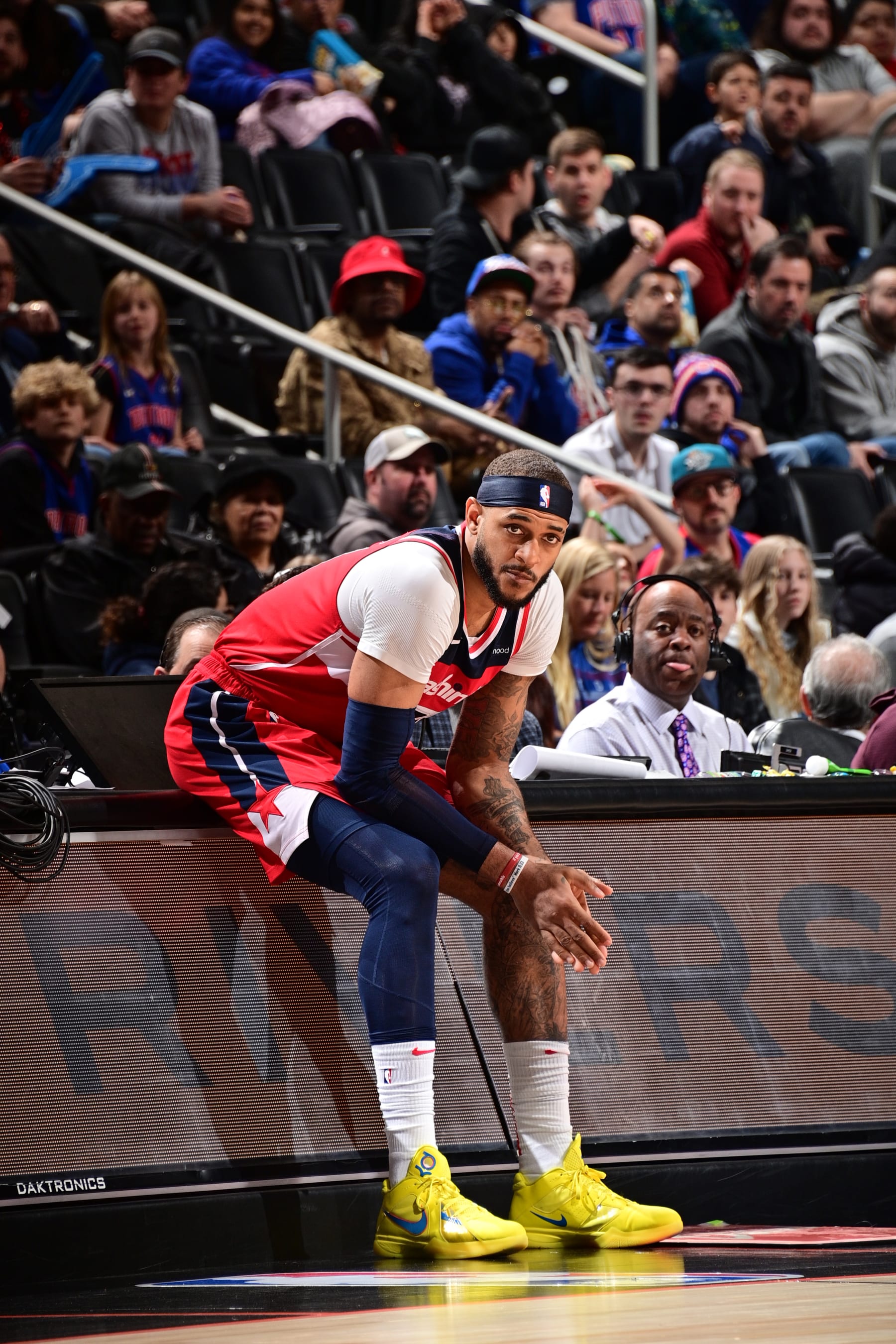 DETROIT, MI - JANUARY 27: Daniel Gafford #21 of the Washington Wizards looks on during the game against the Detroit Pistons on January 27, 2024 at Little Caesars Arena in Detroit, Michigan. NOTE TO USER: User expressly acknowledges and agrees that, by downloading and/or using this photograph, User is consenting to the terms and conditions of the Getty Images License Agreement. Mandatory Copyright Notice: Copyright 2024 NBAE (Photo by Chris Schwegler/NBAE via Getty Images)