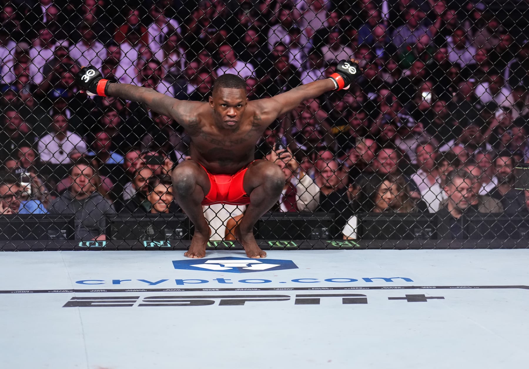 SYDNEY, AUSTRALIA - SEPTEMBER 10: Israel Adesanya of Nigeria prepares to face Sean Strickland in the UFC middleweight championship fight during the UFC 293 event at Qudos Bank Arena on September 10, 2023 in Sydney, Australia. (Photo by Chris Unger/Zuffa LLC via Getty Images)