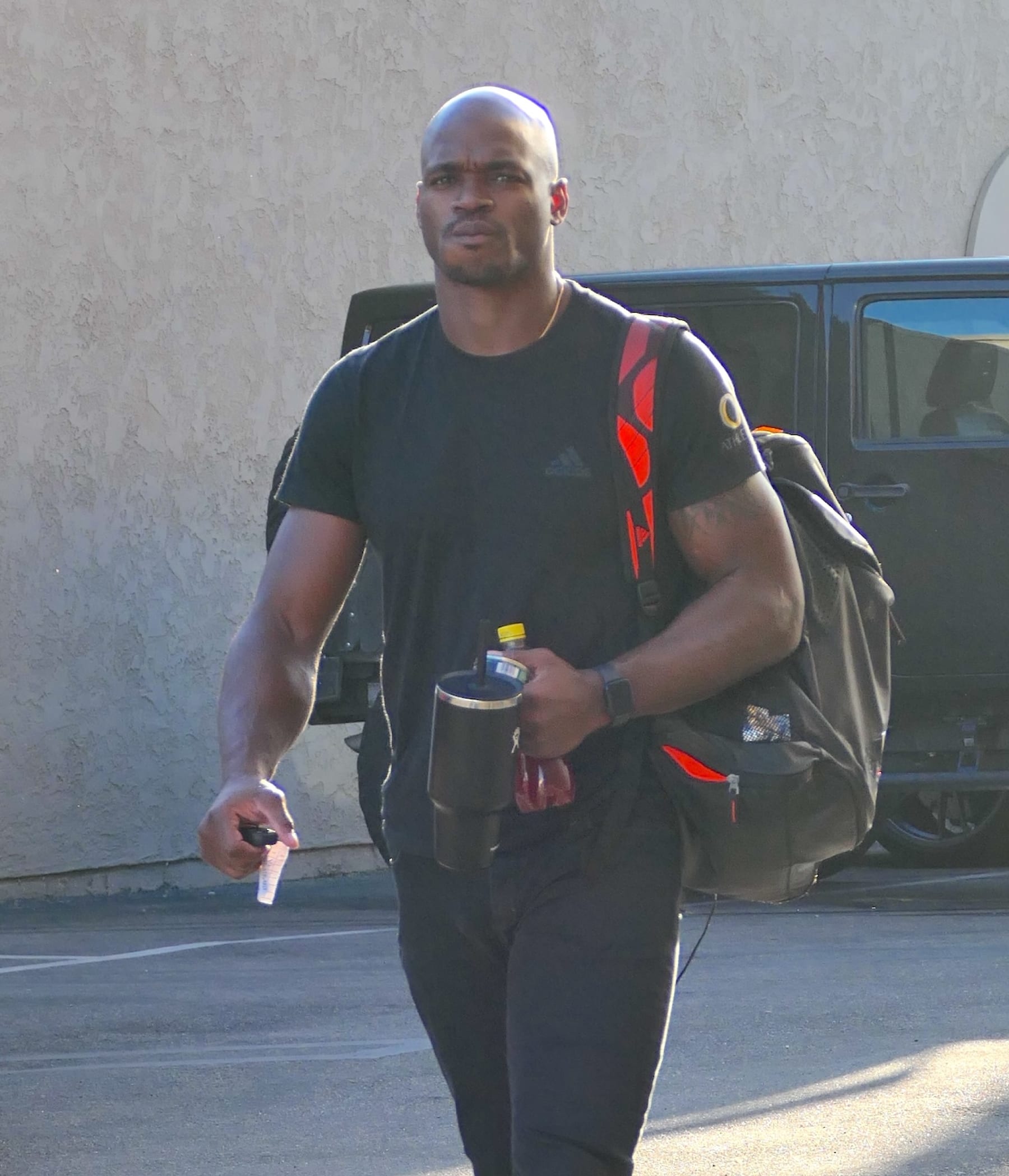 LOS ANGELES, CA - OCTOBER 14: Adrian Peterson is seen arriving at the 'Dancing With The Stars' rehearsals on October 14, 2023 in Los Angeles, California. (Photo by MEGA/GC Images)