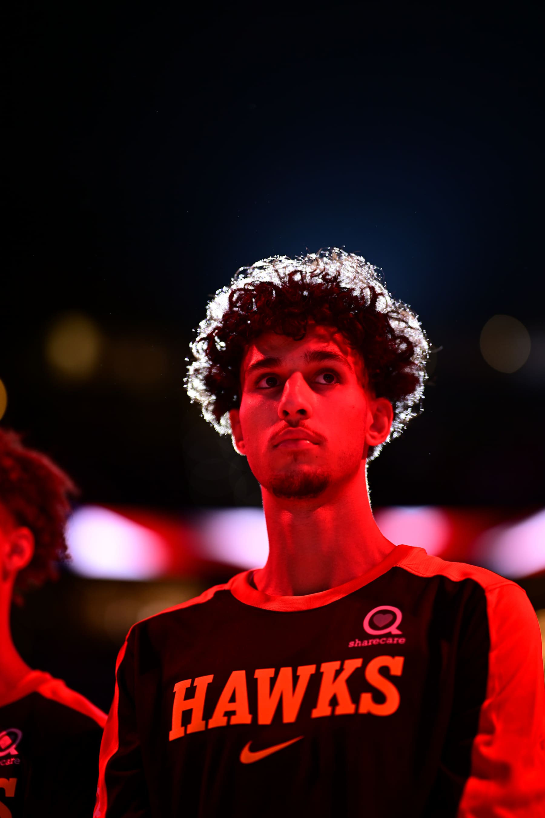 ATLANTA, GA - OCTOBER 14:  Zaccharie Risacher #10 of the Atlanta Hawks before the game against the Philadelphia 76ers during a preseason game on October 14, 2024 at State Farm Arena in Atlanta, Georgia.  NOTE TO USER: User expressly acknowledges and agrees that, by downloading and/or using this Photograph, user is consenting to the terms and conditions of the Getty Images License Agreement. Mandatory Copyright Notice: Copyright 2024 NBAE (Photo by Adam Hagy/NBAE via Getty Images)