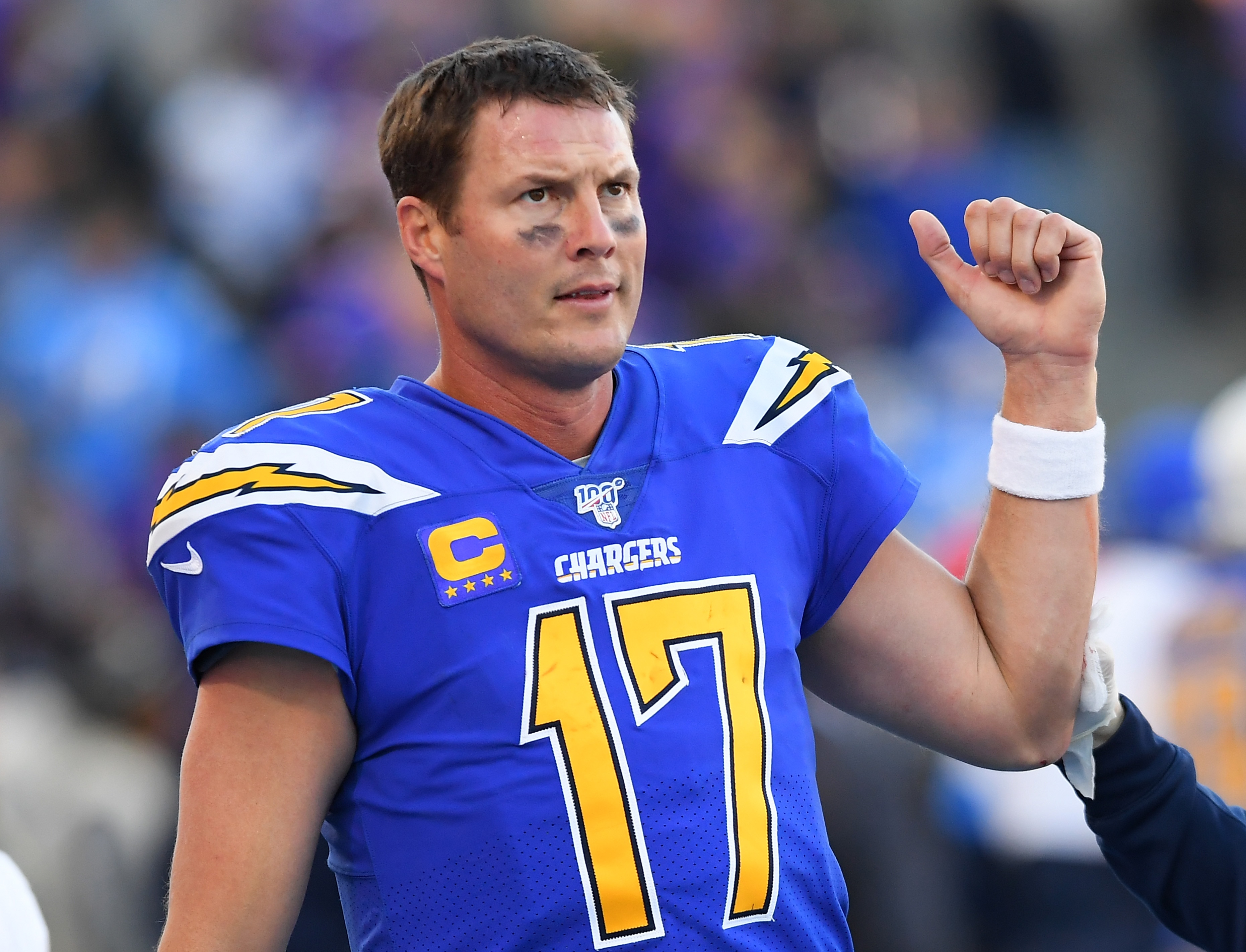 CARSON, CA - DECEMBER 15: Quarterback Philip Rivers #17 of the Los Angeles Chargers on the bench in the second half of the game against the Minnesota Vikings at Dignity Health Sports Park on December 15, 2019 in Carson, California. (Photo by Jayne Kamin-Oncea/Getty Images)